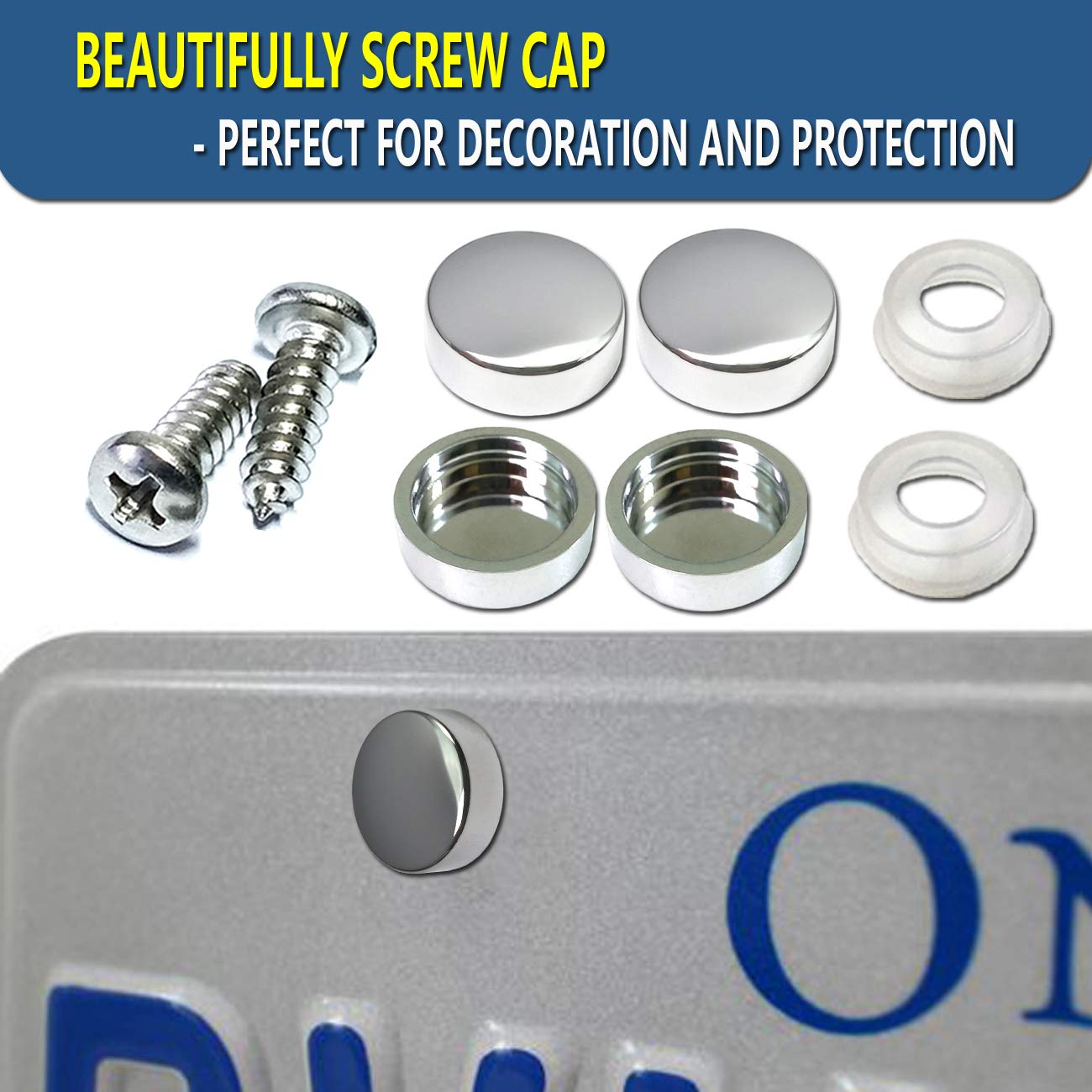Zxfoog Stainless Steel License Plate Screws-Rust Proof Car Tag Bolts For Fastening Front Or Rear License Plate Frames With Screw