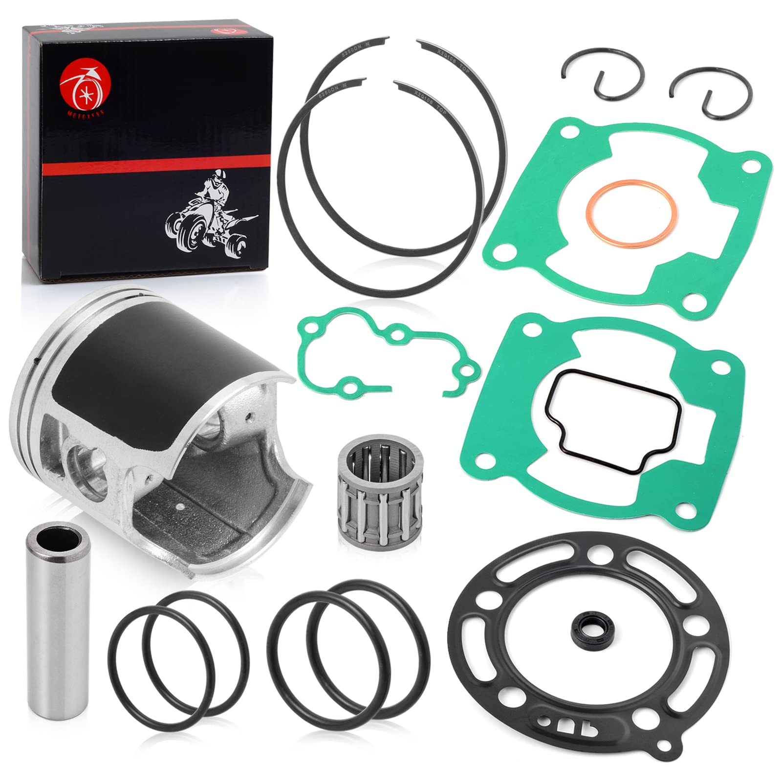 Top End Rebuild Kit Piston Bearing & Piston Ring Gasket For Kawasaki Kx100 1995-2013 Std Bore 52.5Mm