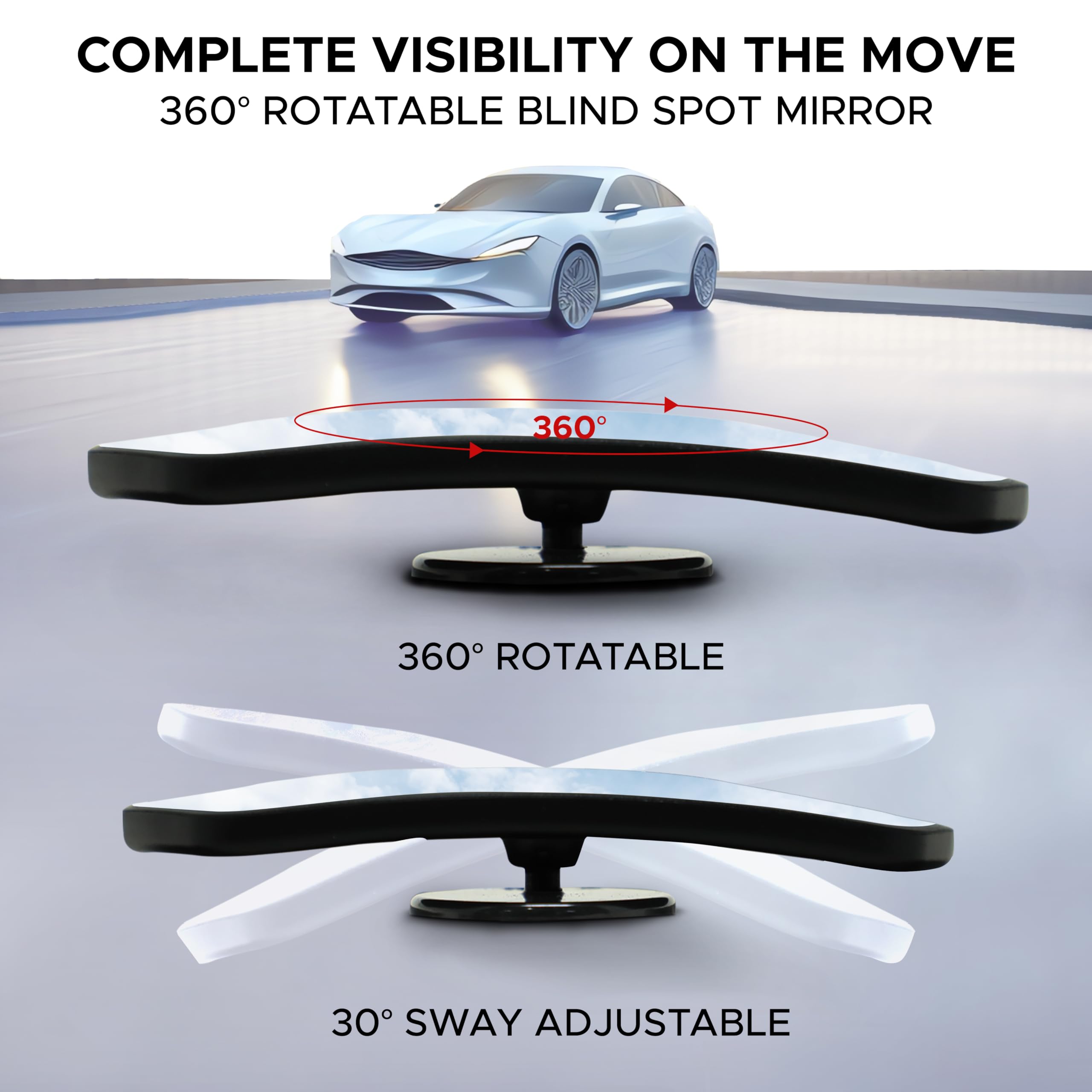 Econour Car Blind Spot Mirror (2 Pack) - 2'' Rectangle Hd Convex Rear View, Wide Angle Adjustable For Suvs & Trucks