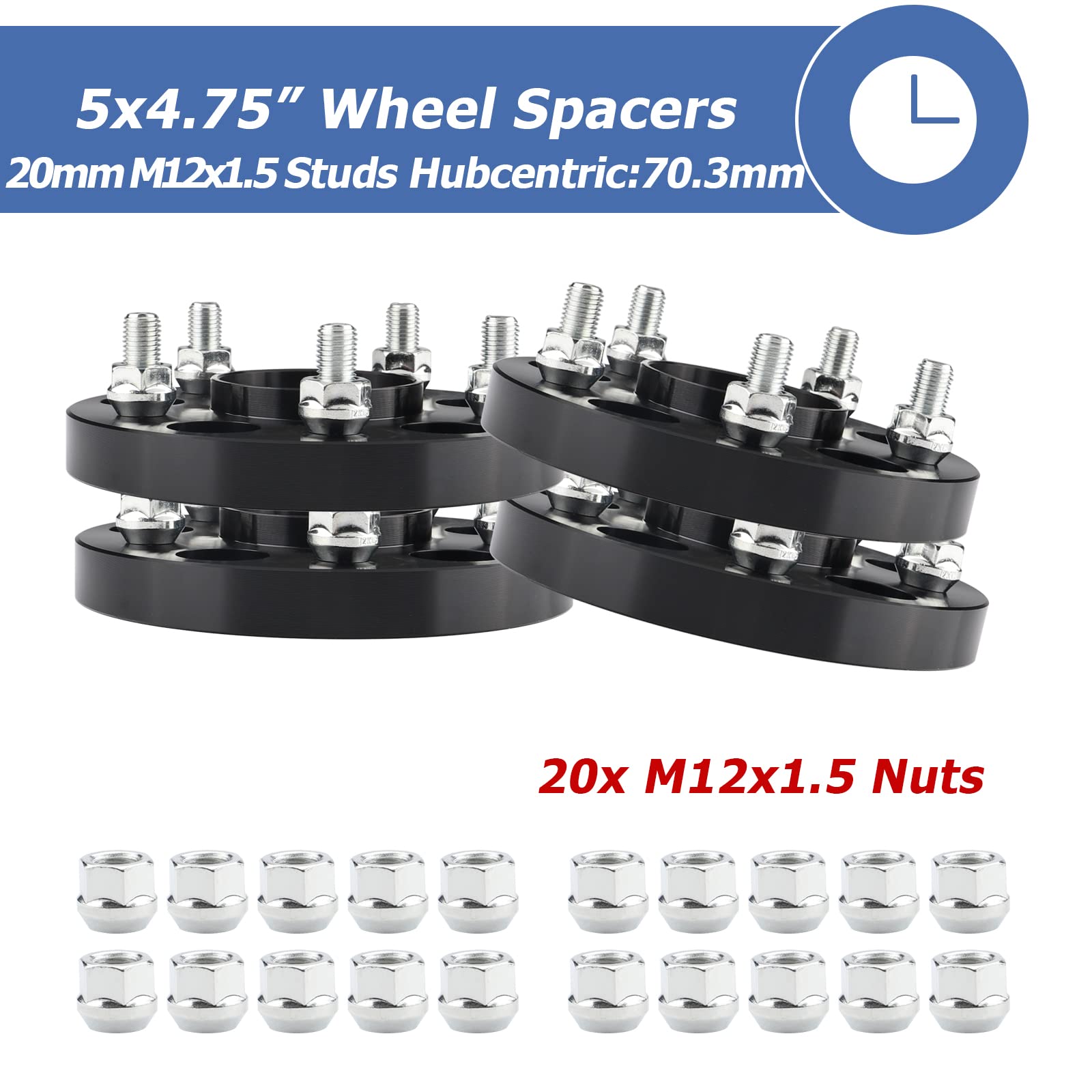 5X4.75 Wheel Spacers For Blazer Camaro Corvette S10, Xlr Eldorado, 20Mm 5X120.65 Wheel Spacers 70.3Mm Hubcentric With 12X1.5 Studs