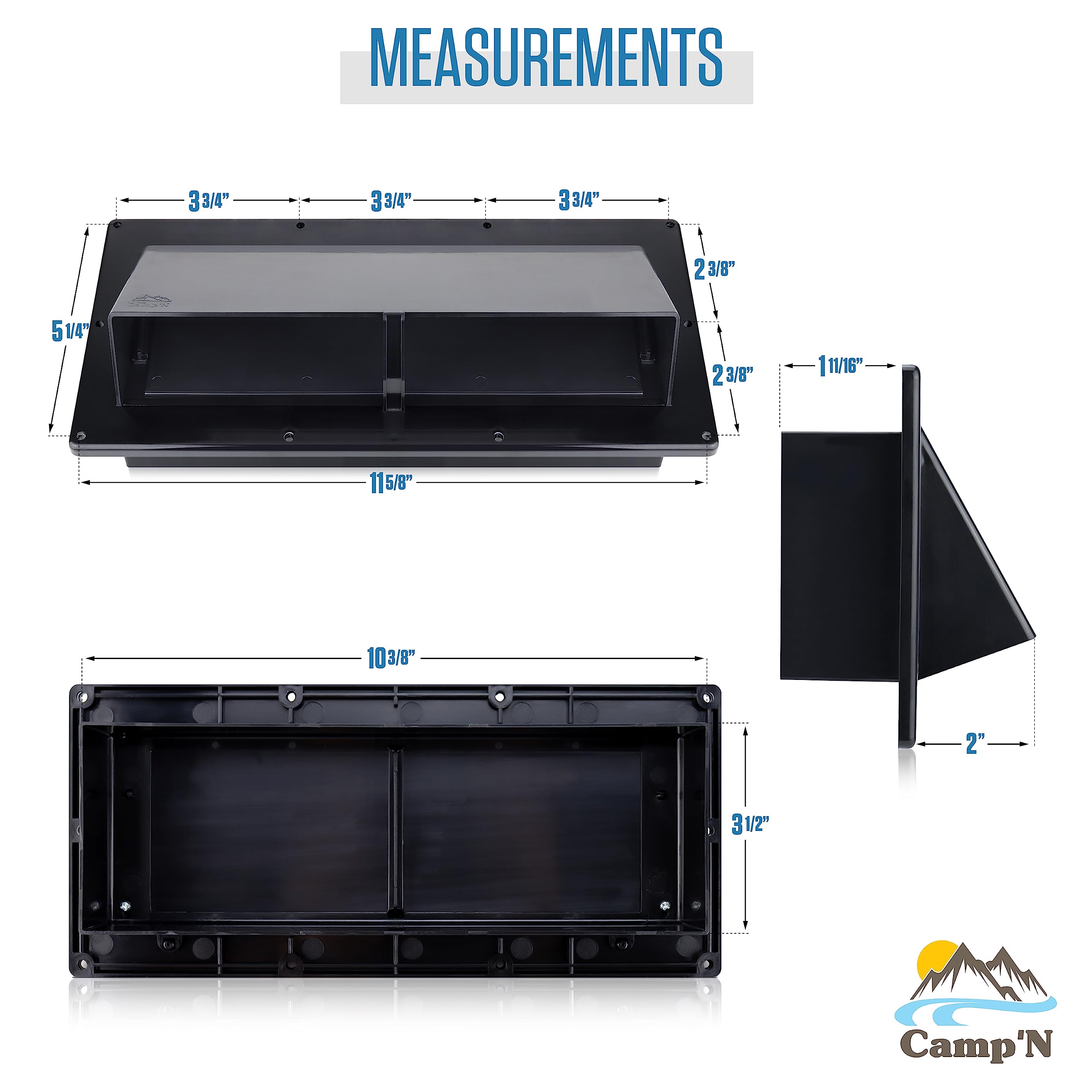 Camp'N RV Exhaust Vent Cover (Black) - Perfect RV Stove Vent Cover Replacement for Trailers, Campers, Motorhomes - Easy to Insta