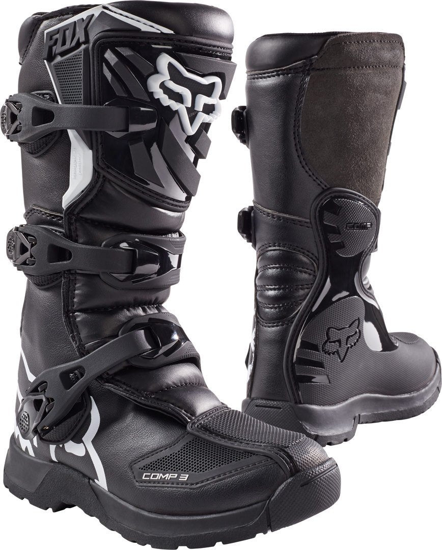 Fox Racing Unisex-Child Youth Comp 3 Motocross Boot,Black,Little Kid 3