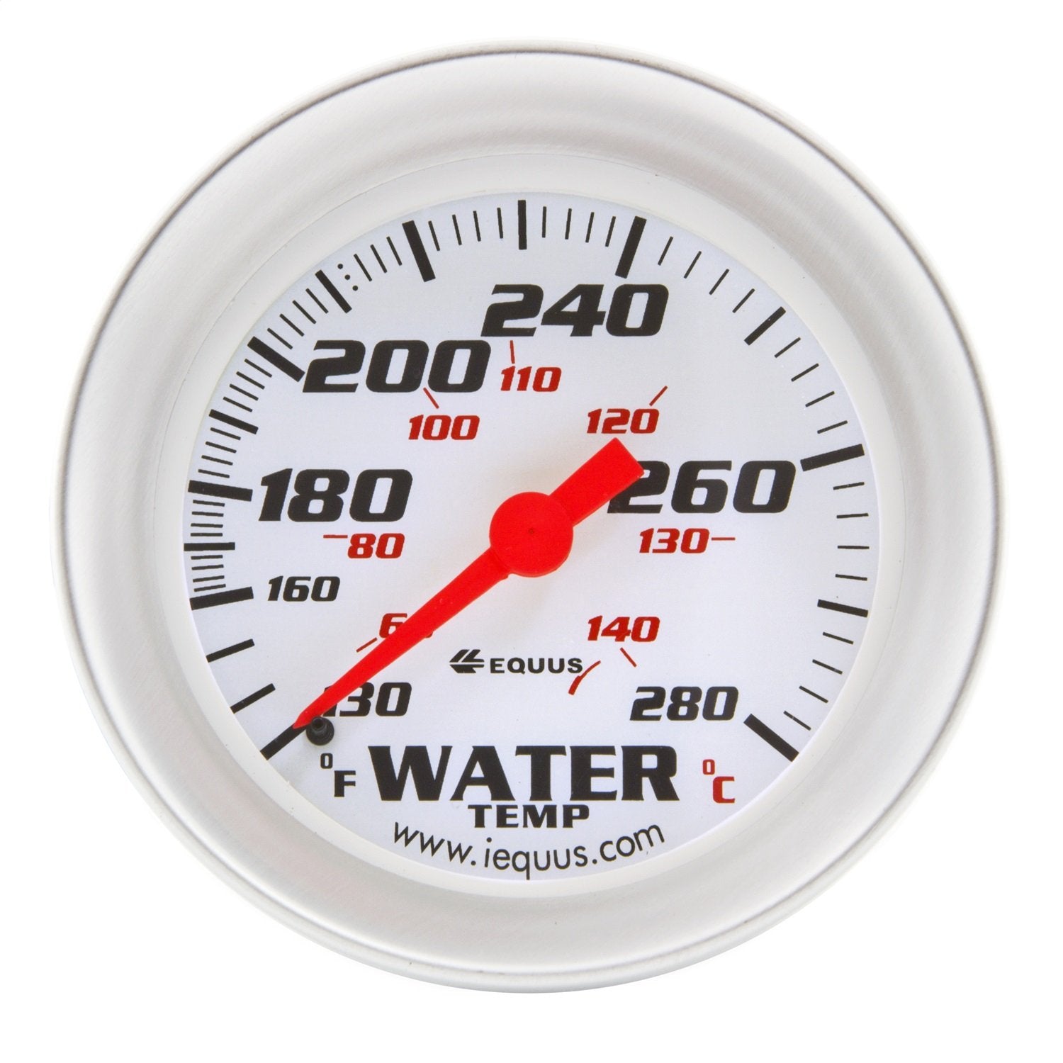 Equus 8442 2-5/8&quot; Mechanical Water Temperature Gauge, White with Aluminum Bezel