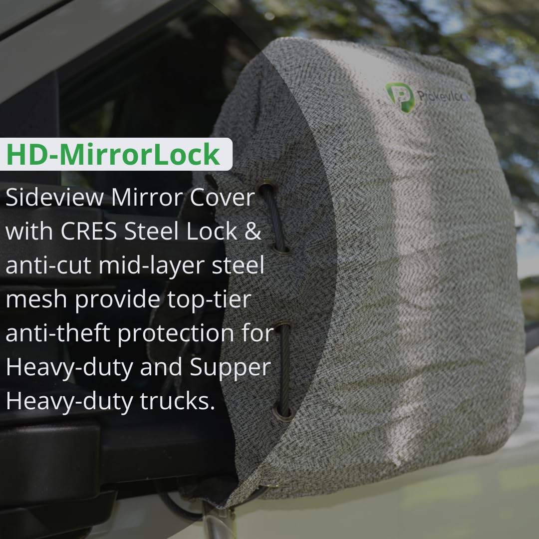 New & Improved Prokevlock Vehicle Side Mirror Covers Set With Anti-Theft Lock, Uhmwpe, Hppe, 304 Cres Steel Mesh, Fits All Vehic