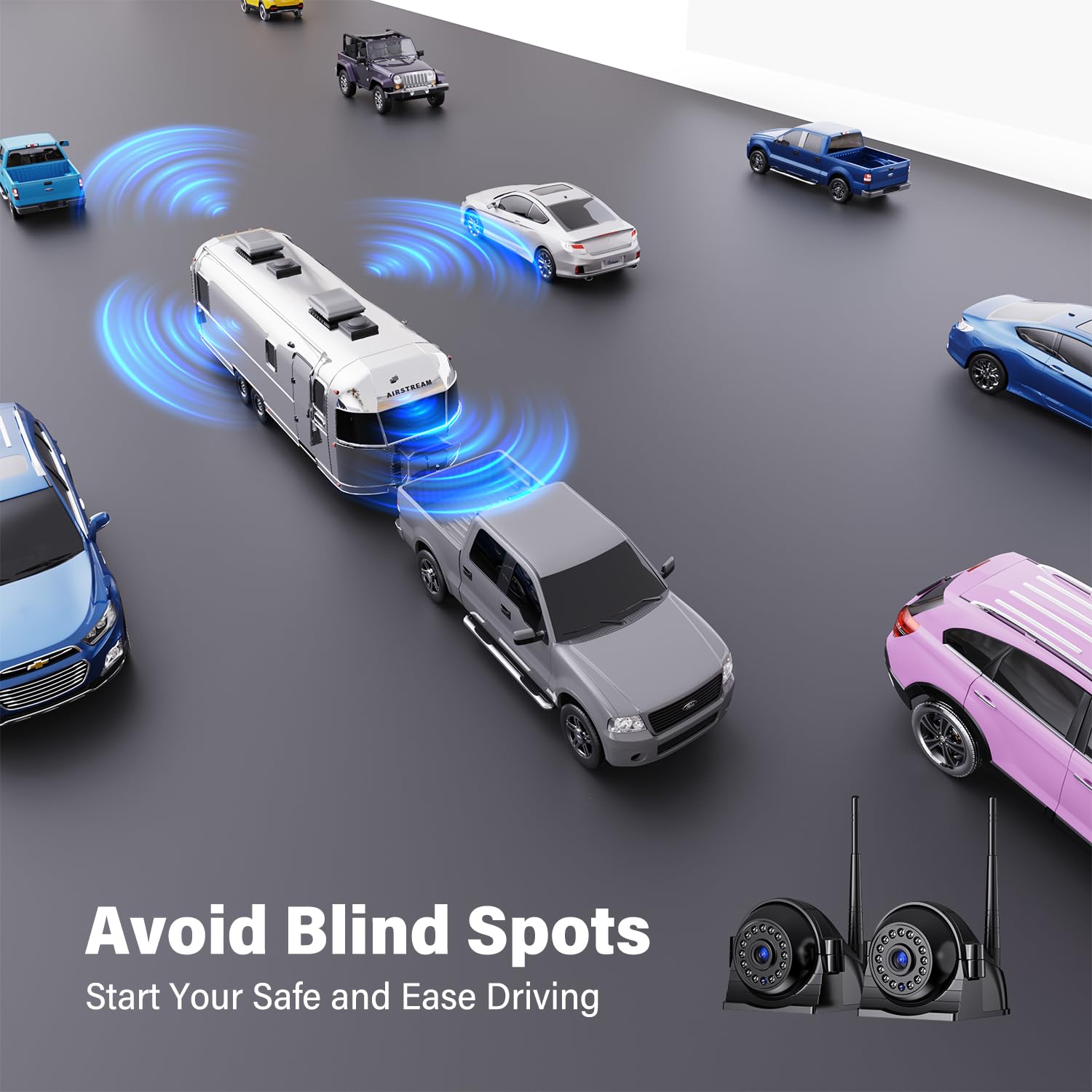 Nuoenx 10'' Wireless Backup Camera System For Truck, Hd 1080P Digital Back Up Camera System With 10 Inch Quad Split Loop Recordi