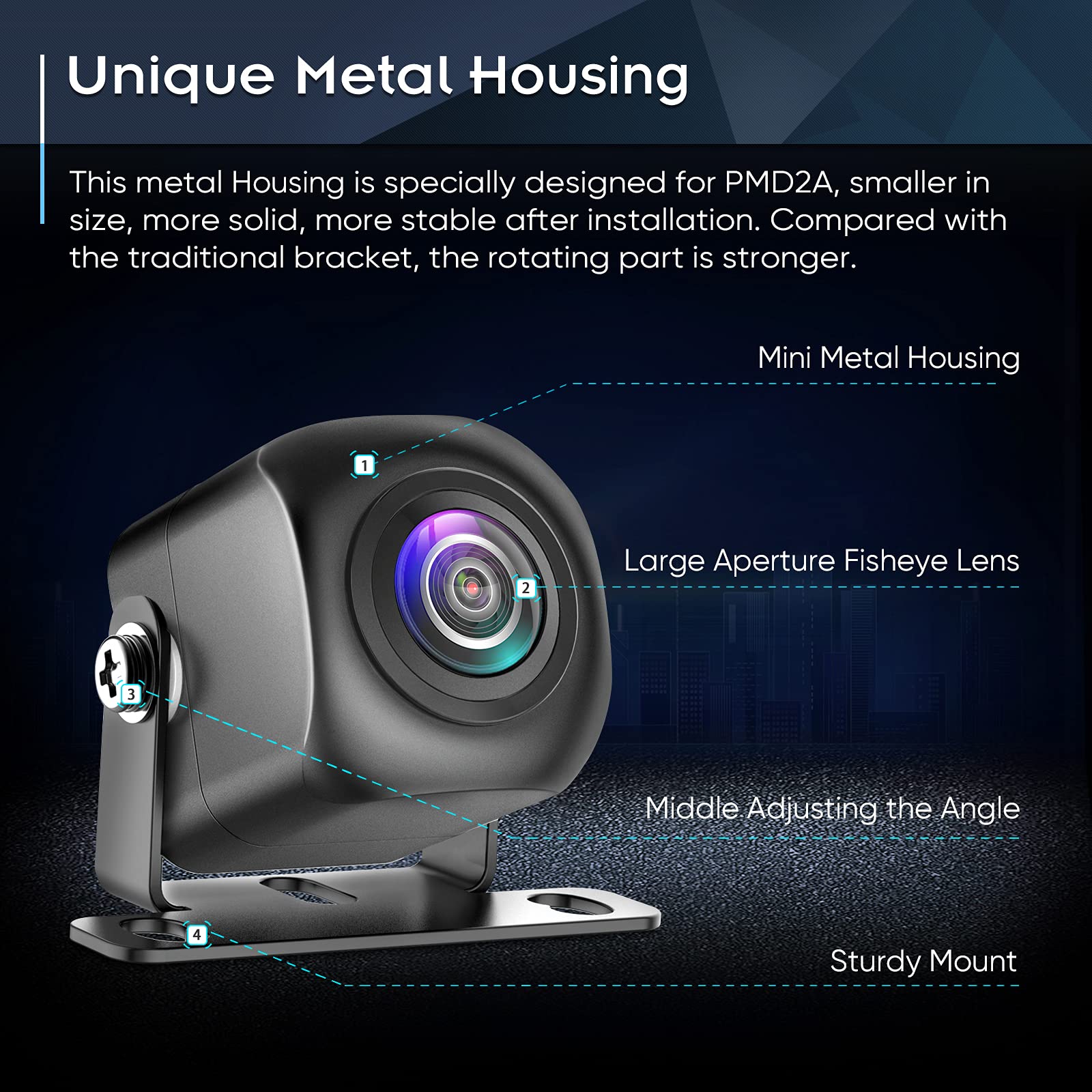 Pixelman Pmd2A Backup Camera, Upgrade Hd Metal 170 Degree Wide Angle Rear View Reversing Camera,Super Night Vision Ip69 Waterpro