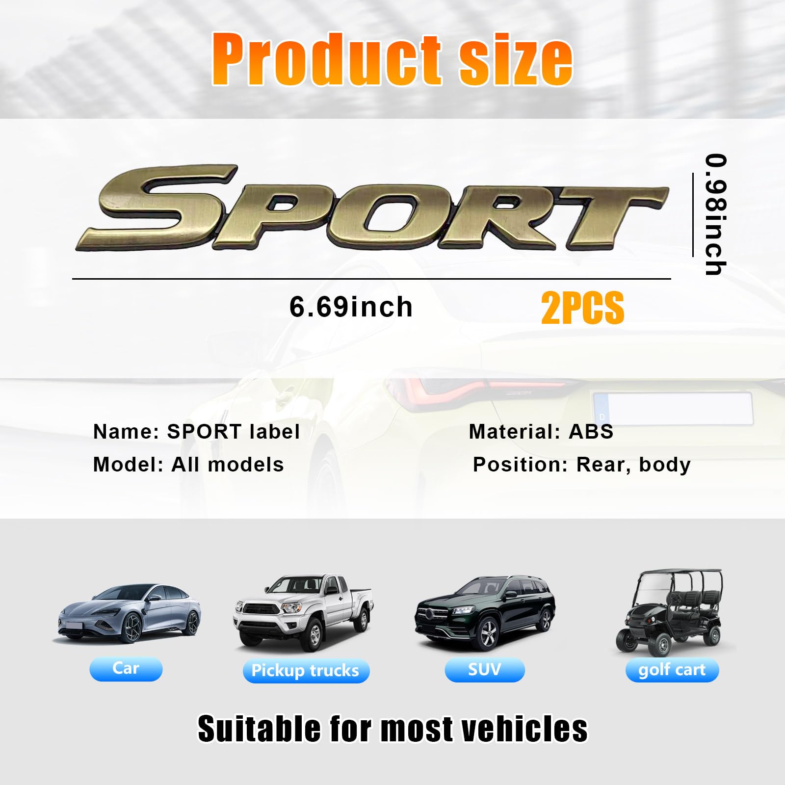 Dickno 2PCS Sport Edition Emblem Car Decal, 3D Metal Auto Fender Bumper Badge Sticker, Personalise Letter Front Hood Badge with