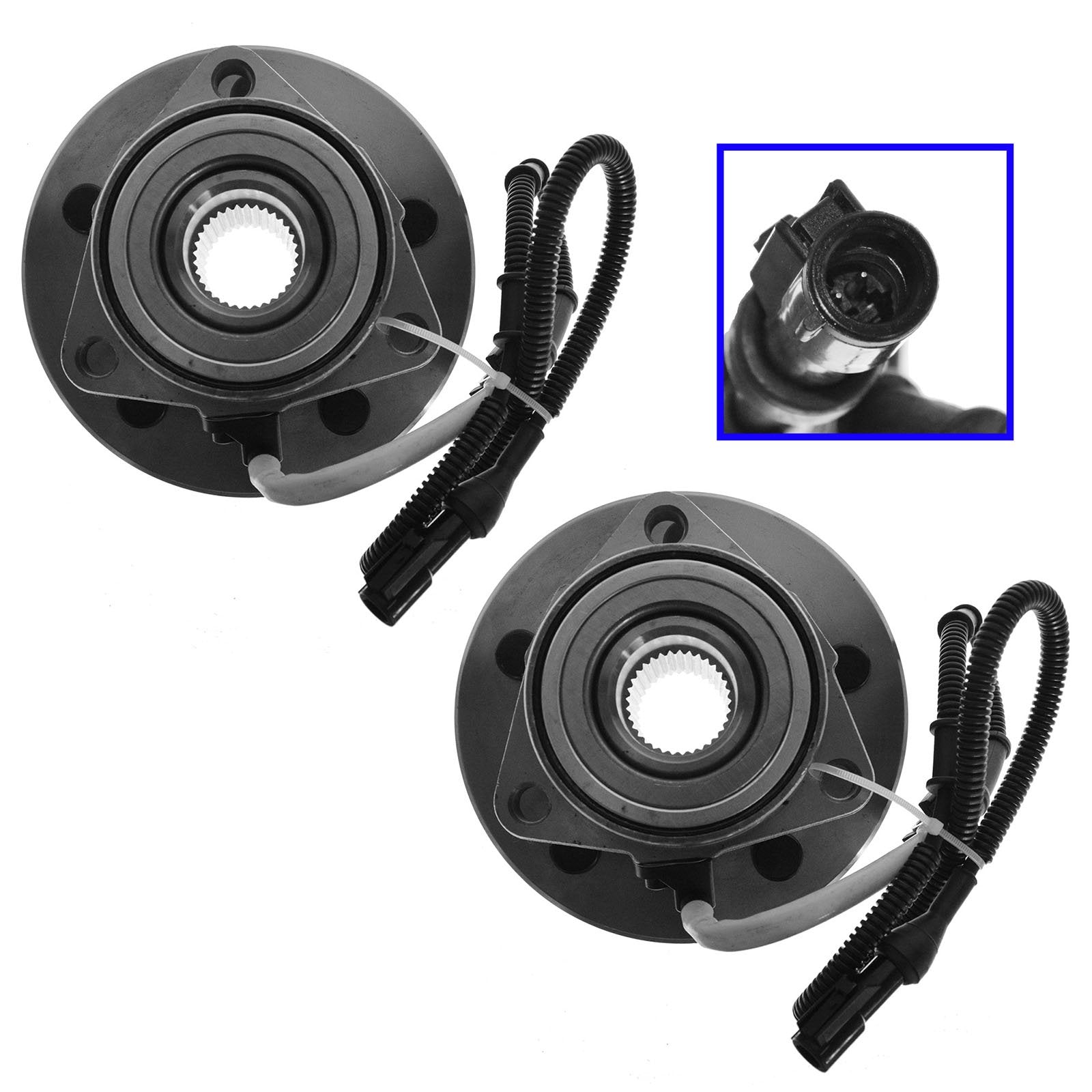 Trq Front Wheel Hub Bearings Assembly Set Compatible With 2000-2002 Ford Expedition Lincoln Navigator