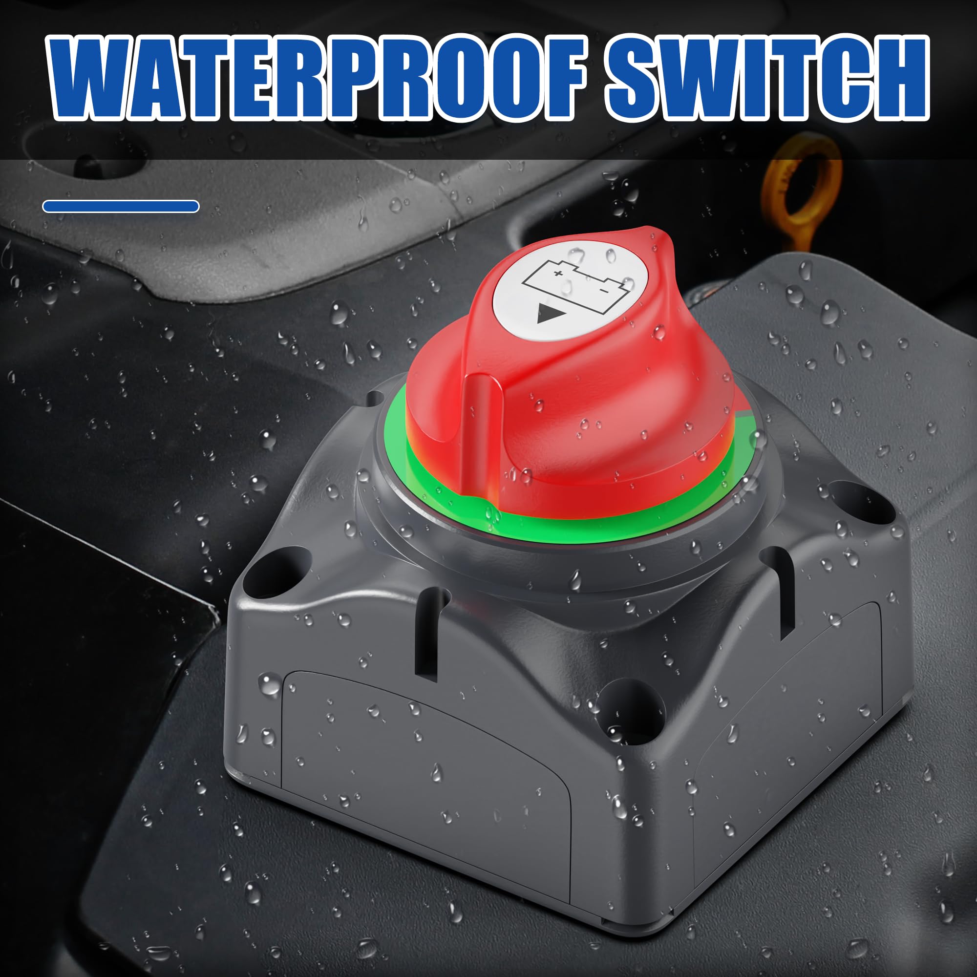 Joinfworld 1-2-Both-Off Battery Disconnect Switch 12V-48V Waterproof Dual Battery Kill Switch Heavy Duty Battery Isolator Switch