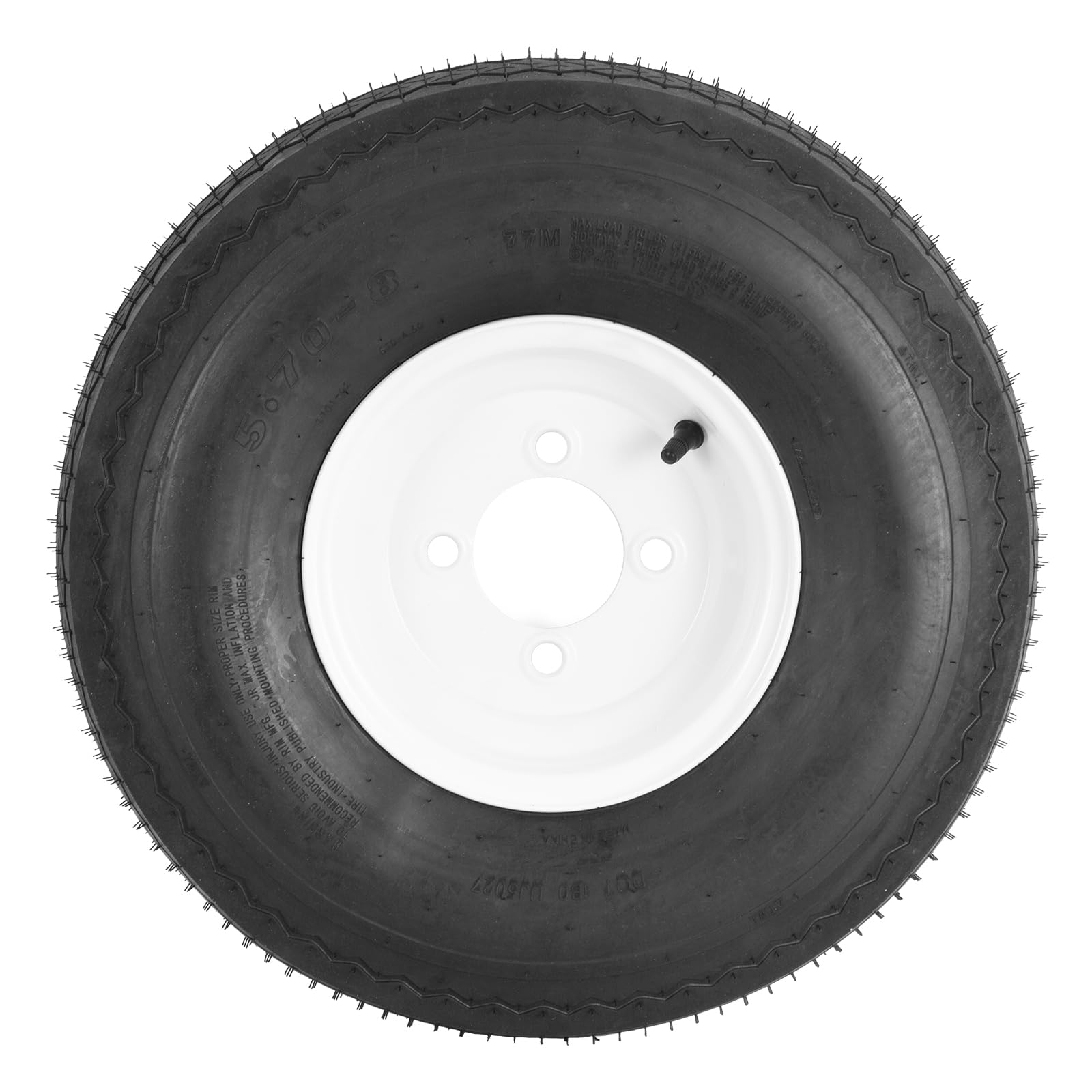 YUANXING Trailer Tires on Rim 5.70-8 570X8 570-8 with 8 '' White Wheel - 4 Lug on 4 '' - Load Range C