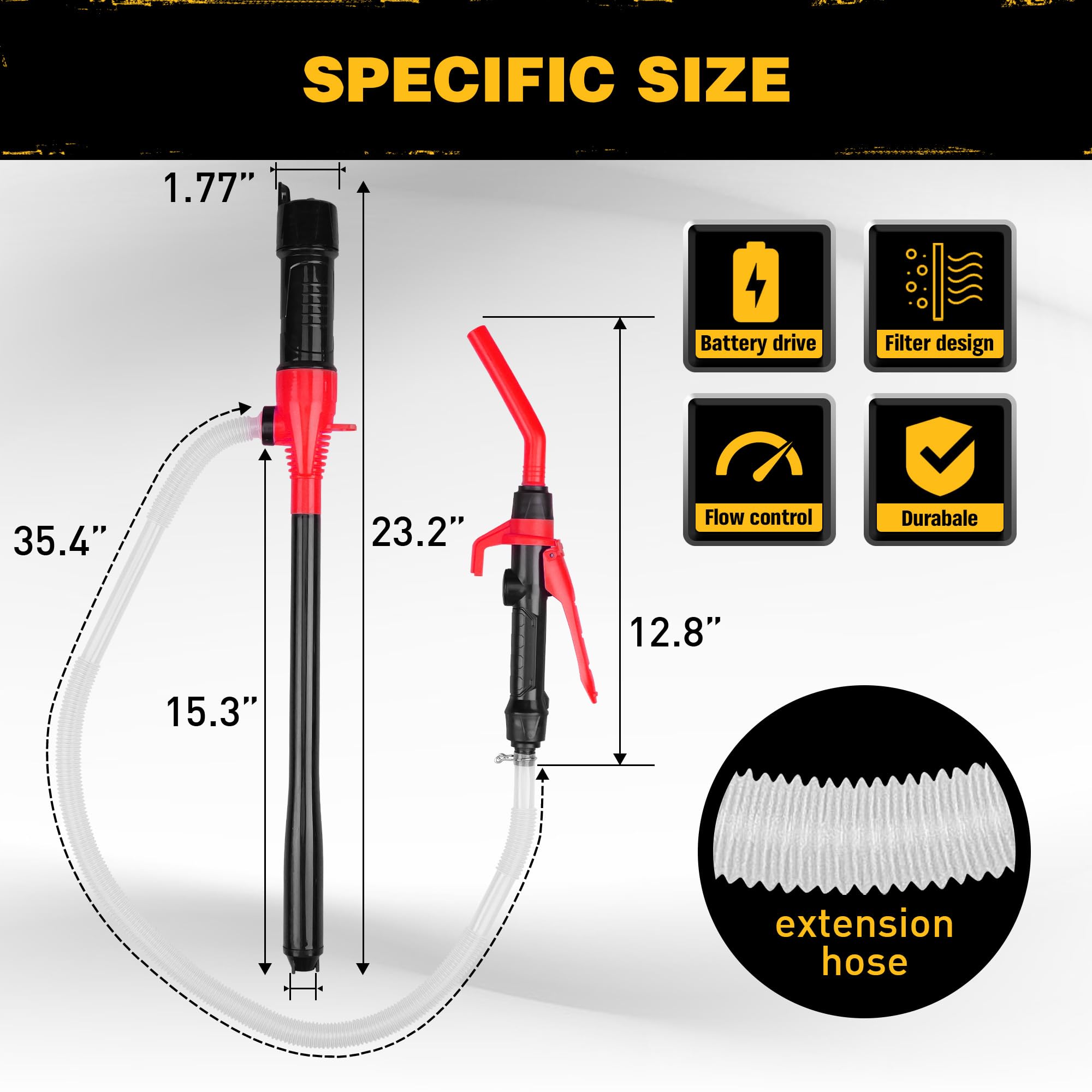 ELEAD Portable Battery Powered Pump - Red Electric Fuel/Water Transfer Pump 2.2 GPM, Liquid Siphon Pump with Adjustable Flow Con