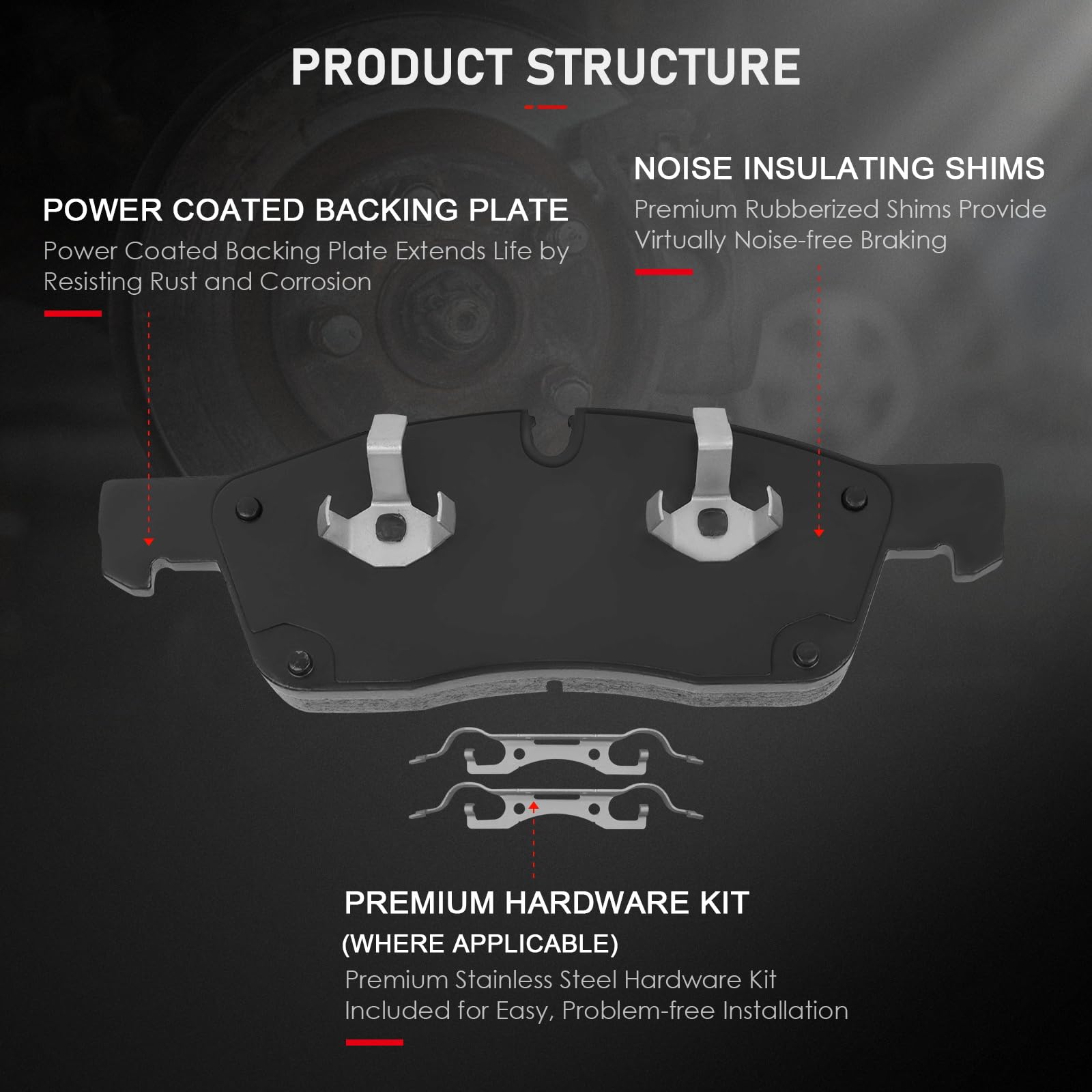 Cciyu D1629 D1498 Front & Rear Professional Ceramic Brake Pads Set Fit For 2017-2018 For Dodge For Durango,2017-2019 For Jeep Gr