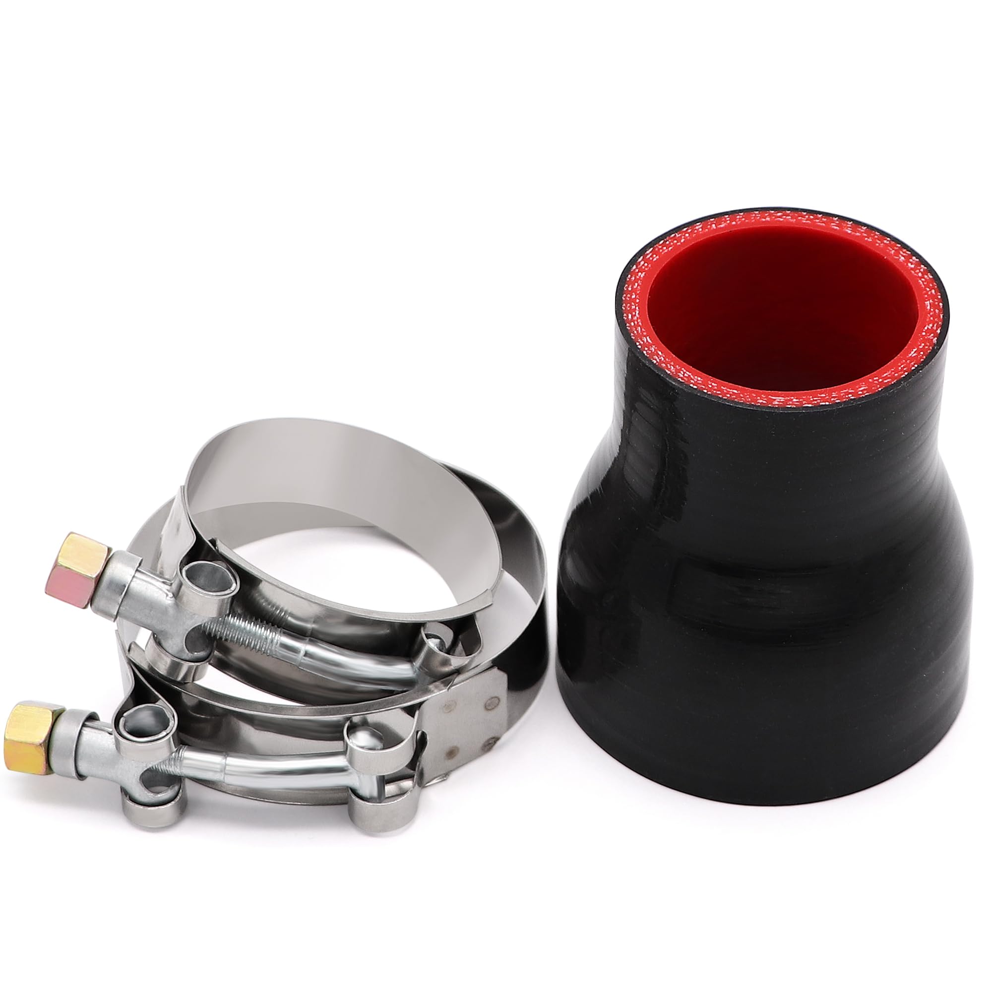 Taukealugs Straight Reducer Coupler Silicone Hose ID 1-3/4inch to 2-1/2inch 4-Ply with Stainless Steel T-Bolt Clamp for Automoti