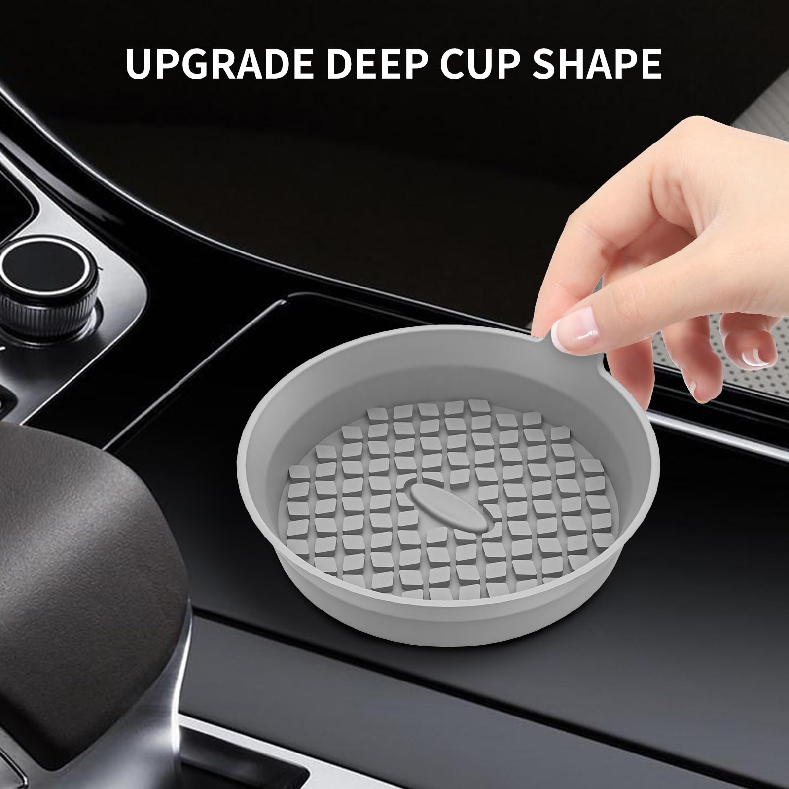Me.Fan Car Cup Holder Coasters [4 Pack] Silicone Cups Mats, Automotive Universal Non-Slip Recessed Interior Accessories Light Gr