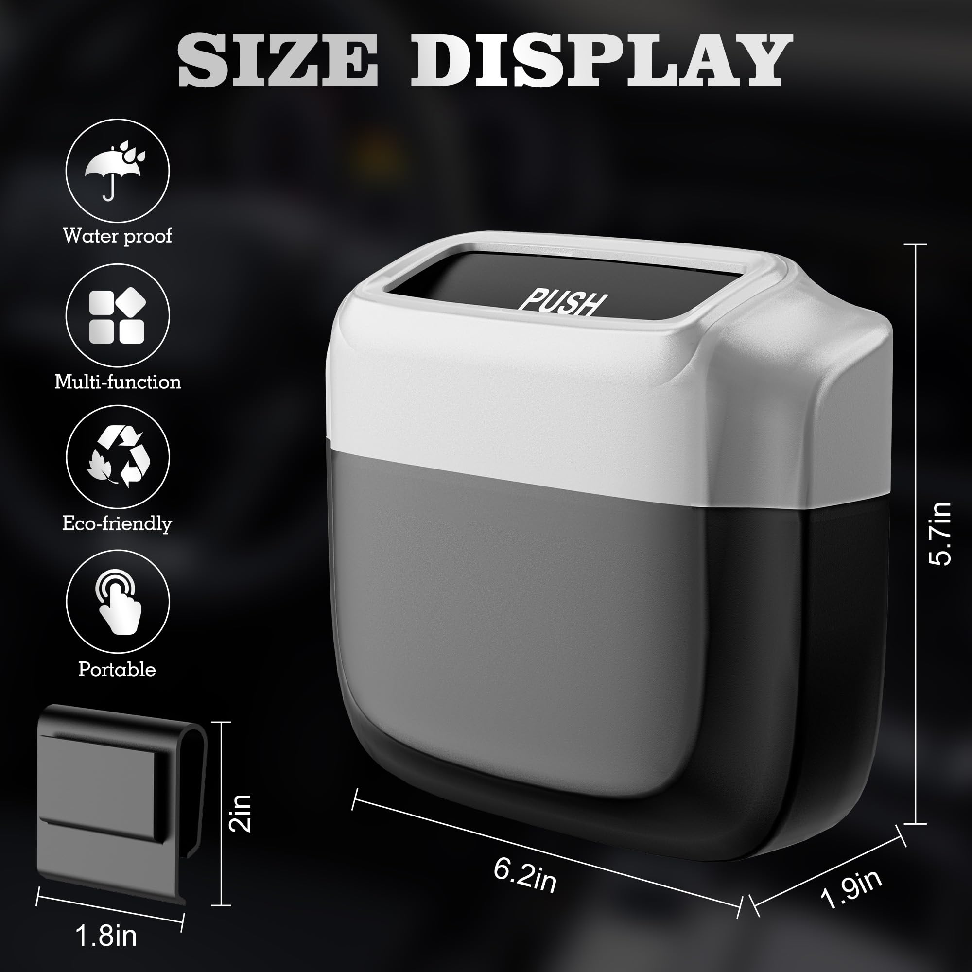 Oudew 2 Packs Car Trash Can With Lid,Built-In Storage Garbage Bag,Leakproof Vehicle Trash,Car Accessories For Interior,Mini Garb