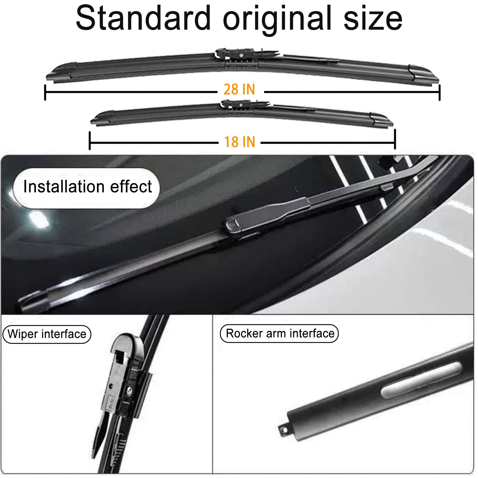 Wiper Blades For Tesla Model X, 28' + 18' Front Windshield Wiper Blade With Integrated Washing - Durable Stable And Quiet - Fit All Weather Performance - Original Equipment Replacement (2Pcs)