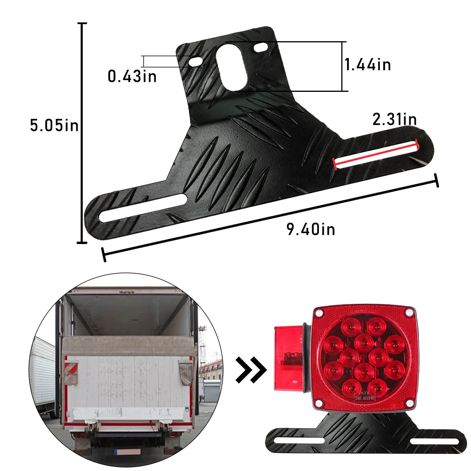 Kewucn Car Aluminum License Plate Light Bracket, Auto License Plate Holder Bracket And Light Mount, Universal Vehicle Exterior Accessories For Utv Atv Trailer Truck Rv Motorcycles (Black)