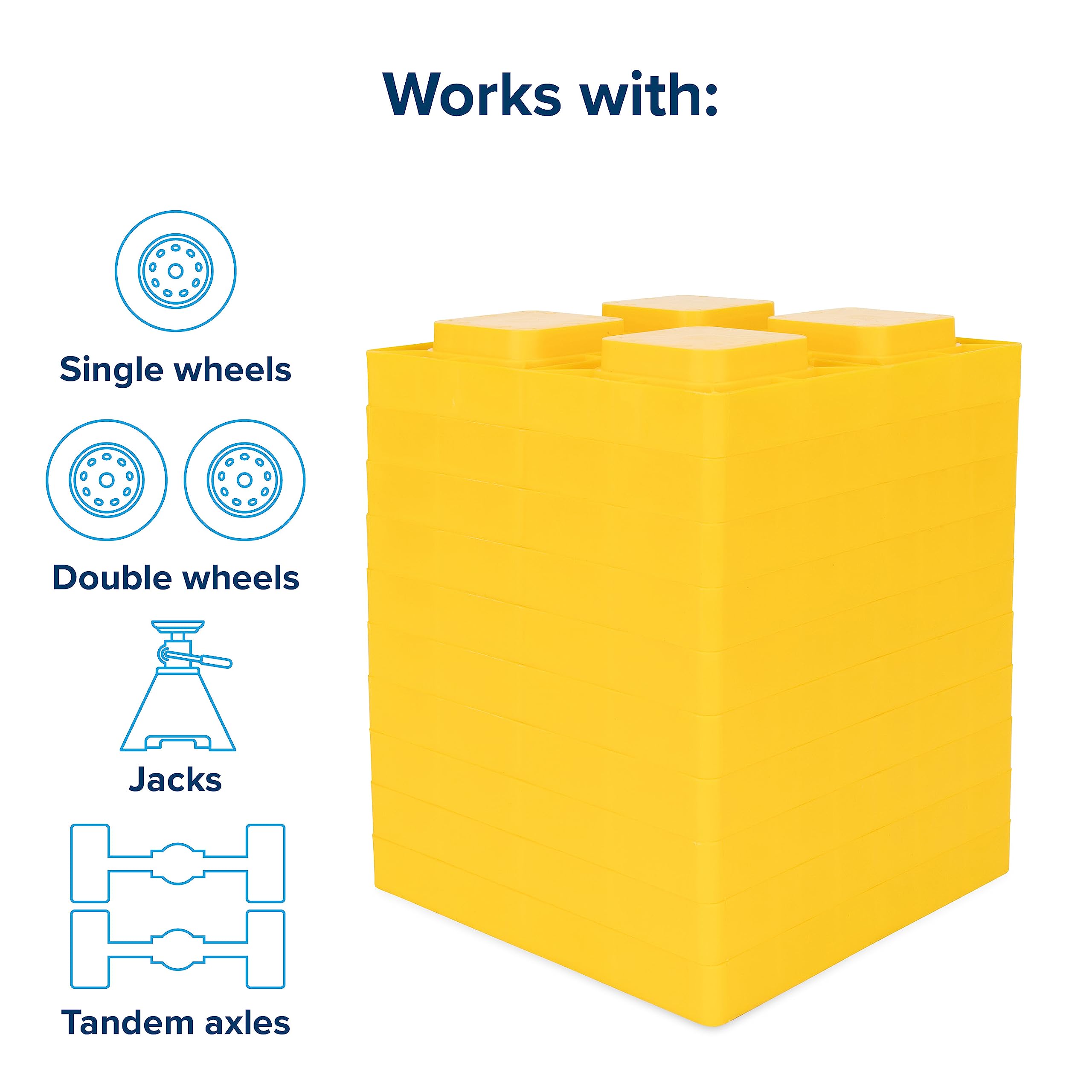 Camco RV Leveling Blocks - Features Interlocking Nested Design & Includes Zippered Bag for RV Storage - Each Camper Leveling Block Measures 8.5&quot; x 8.5&quot; x 1&quot; - 10-Pack, Design May Vary (44510)