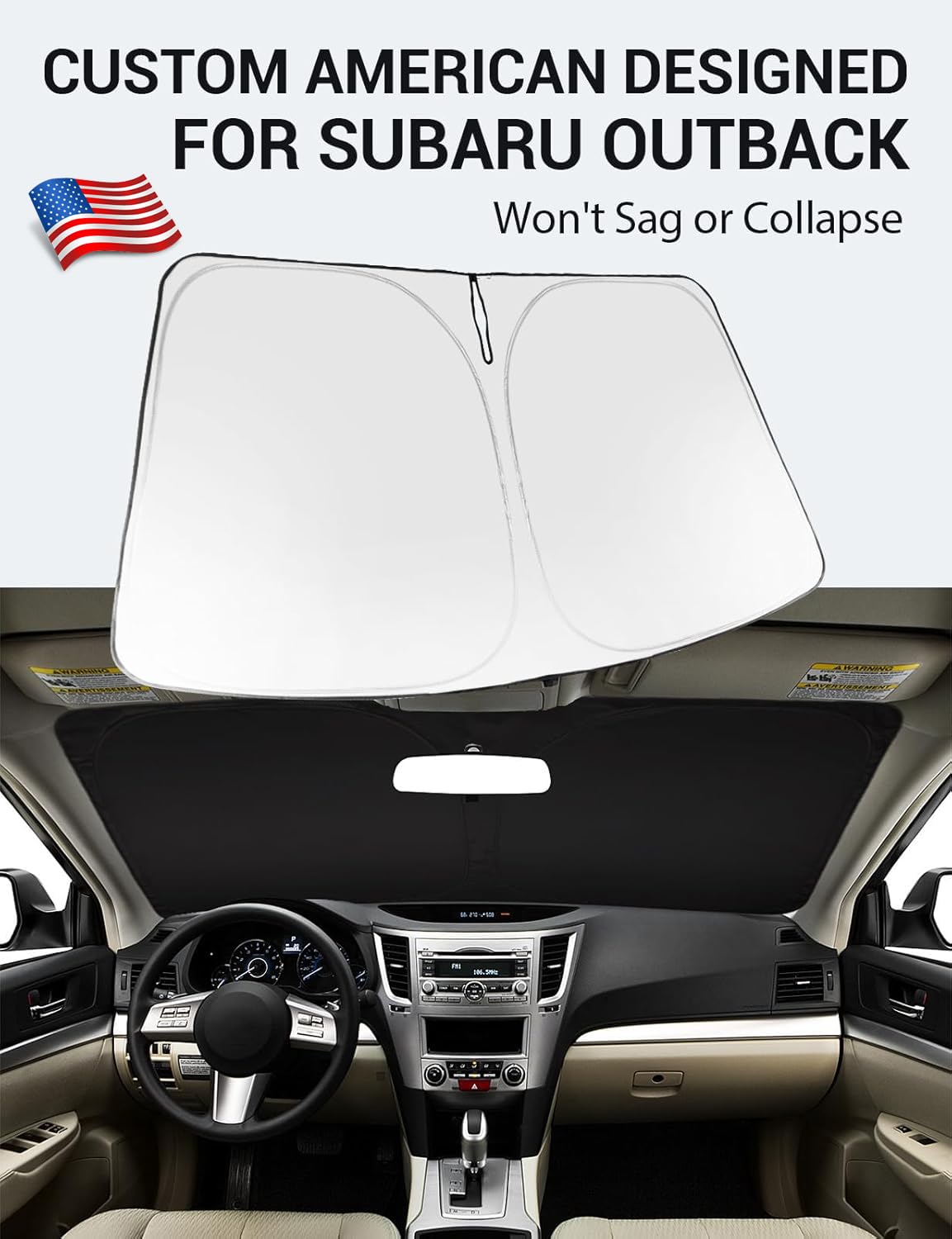 Proadsy 2025 Upgrade Windshield Sun Shade Custom Fit 2010-2014 Subaru Outback Foldable Front Sunshade Protector Sun Visor Blocks