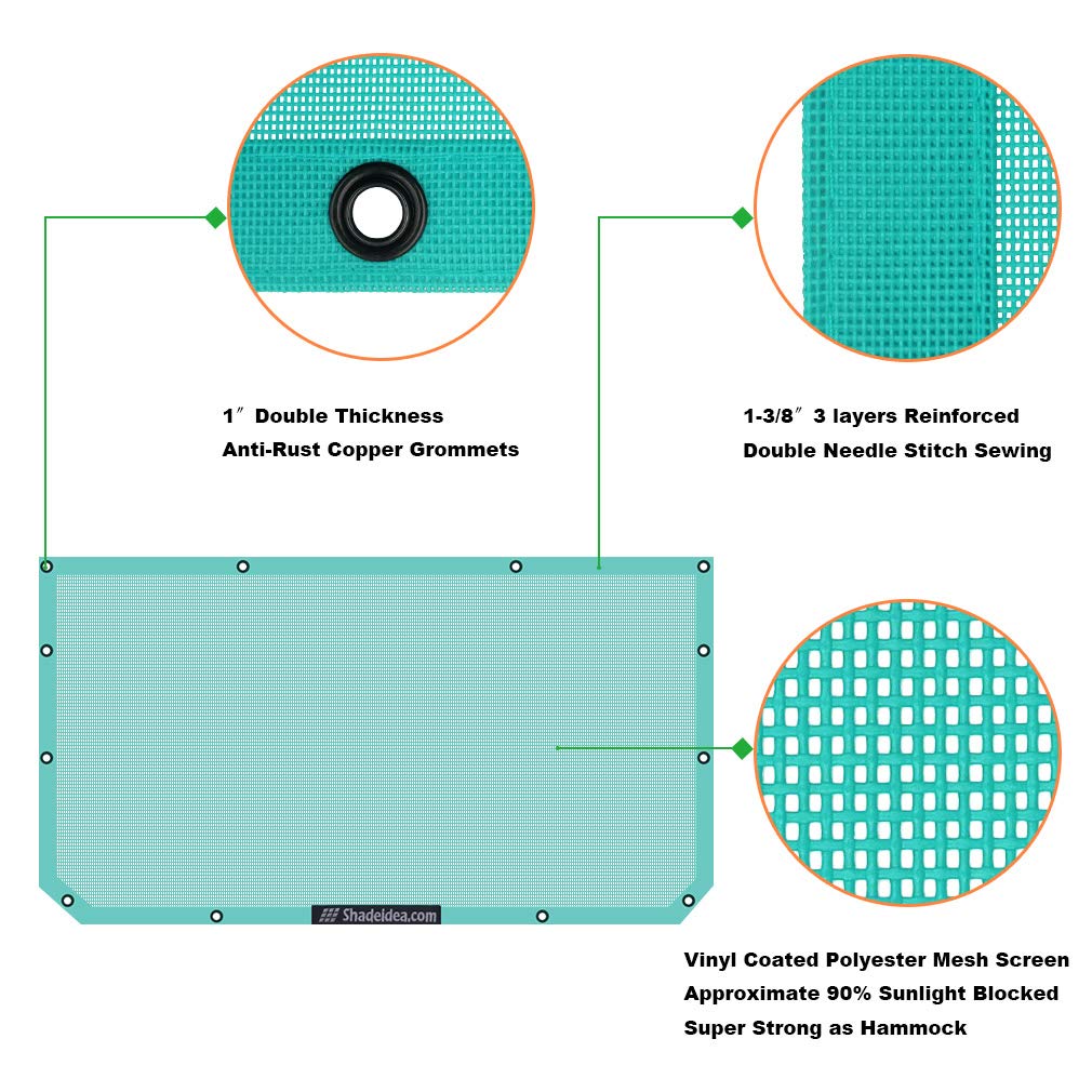Shadeidea Sun Shade Top For Jeep Wrangler Jl, Jl 2 Door Jlu 4 Door (2018-2023) Top Sun Shade, Jlu 4D Front - Tiff Blue Mesh Scre