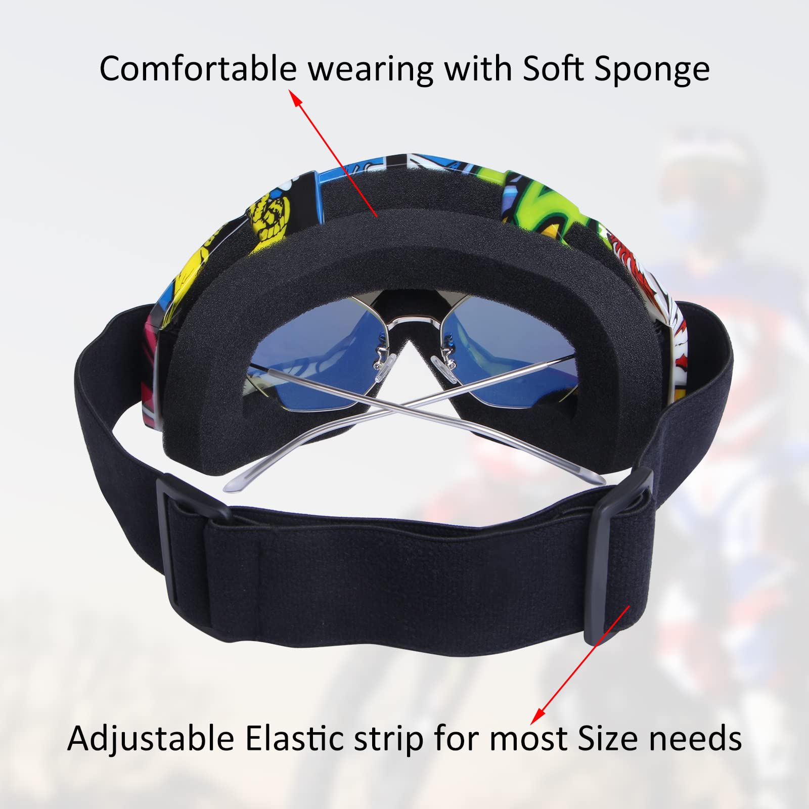 Dirt Bike Goggles Motorcycle Riding Goggles Atv Goggles Motocross Goggles Utv Helmet Goggles Off-Road Mx Goggles Uv400 Anti-Fog Scratch Dustproof Windproof Men Women Adult Youth Kid Color Len(Yellow)