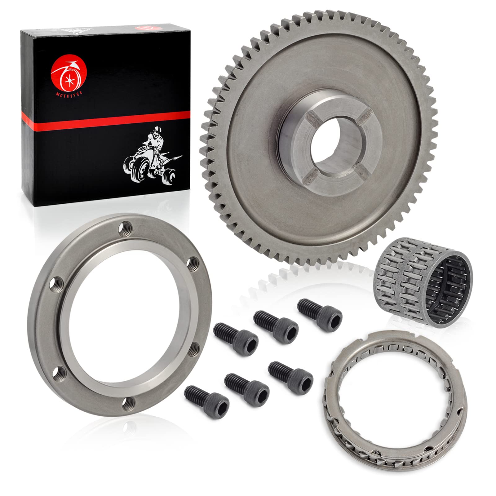 Starter Clutch One Way Bearing Gear Idler Kit For Yamaha Raptor Warrior 350 Big Bear 350 400 Kodiak 400 Moto 4 Yfm350Er Wolverine 350 1Uy-15590-01 1Uy-15517-01