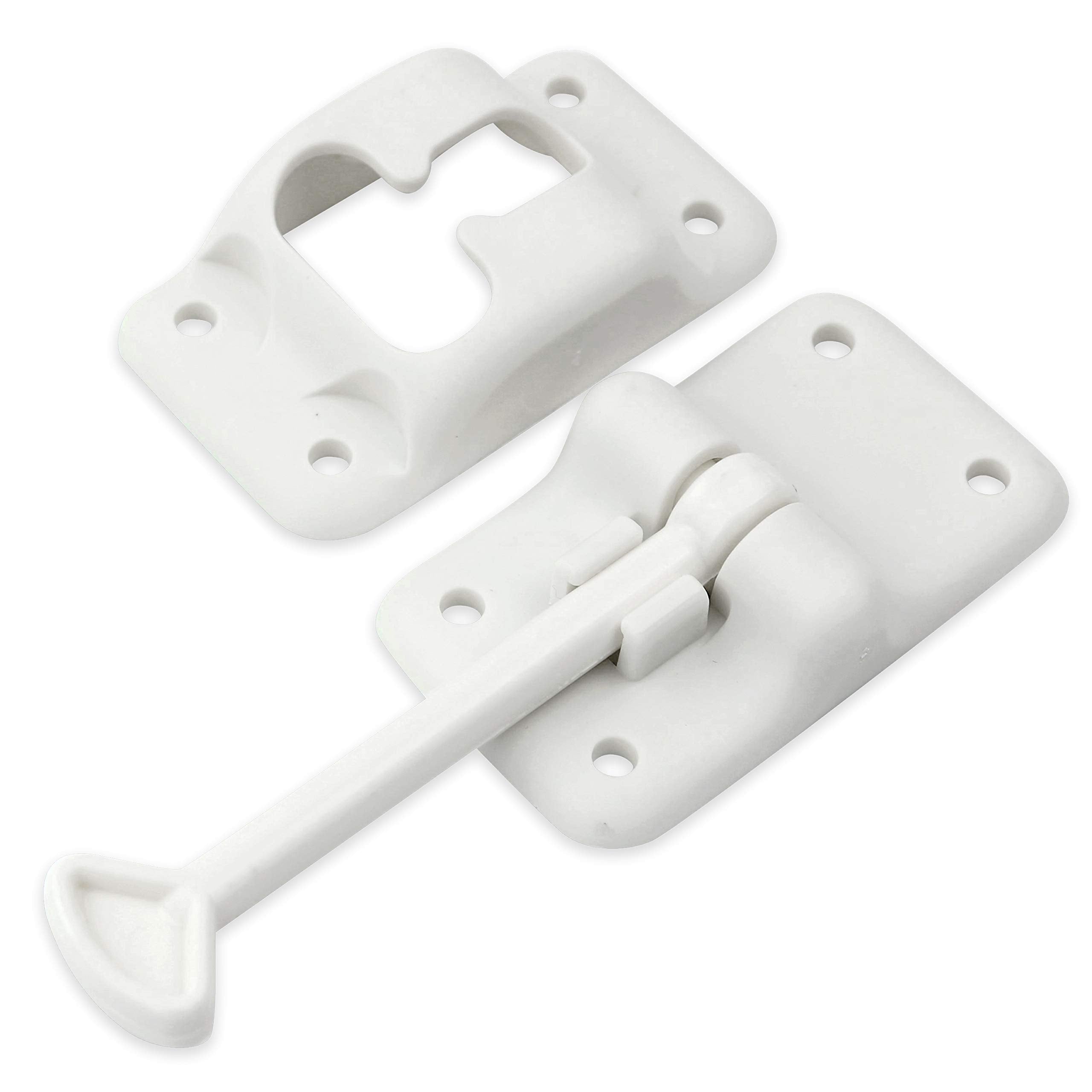 Leisure Coachworks 4-Pack White Rv T-Style Door Holder Catch 4'' 4 Pack For Latch Holder Camper Trailer Cargo Hatch (White, 4''