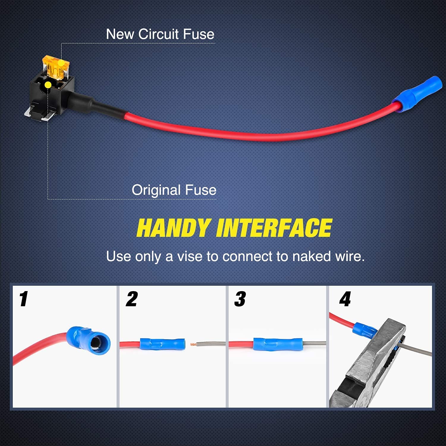Unifizz 10 Pack 12V 50038R Car Add-a-Circuit Fuse TAP Adapter with 5 Amp Low Profile Mini Blade Fuse Set for Cars Boats Trucks,B