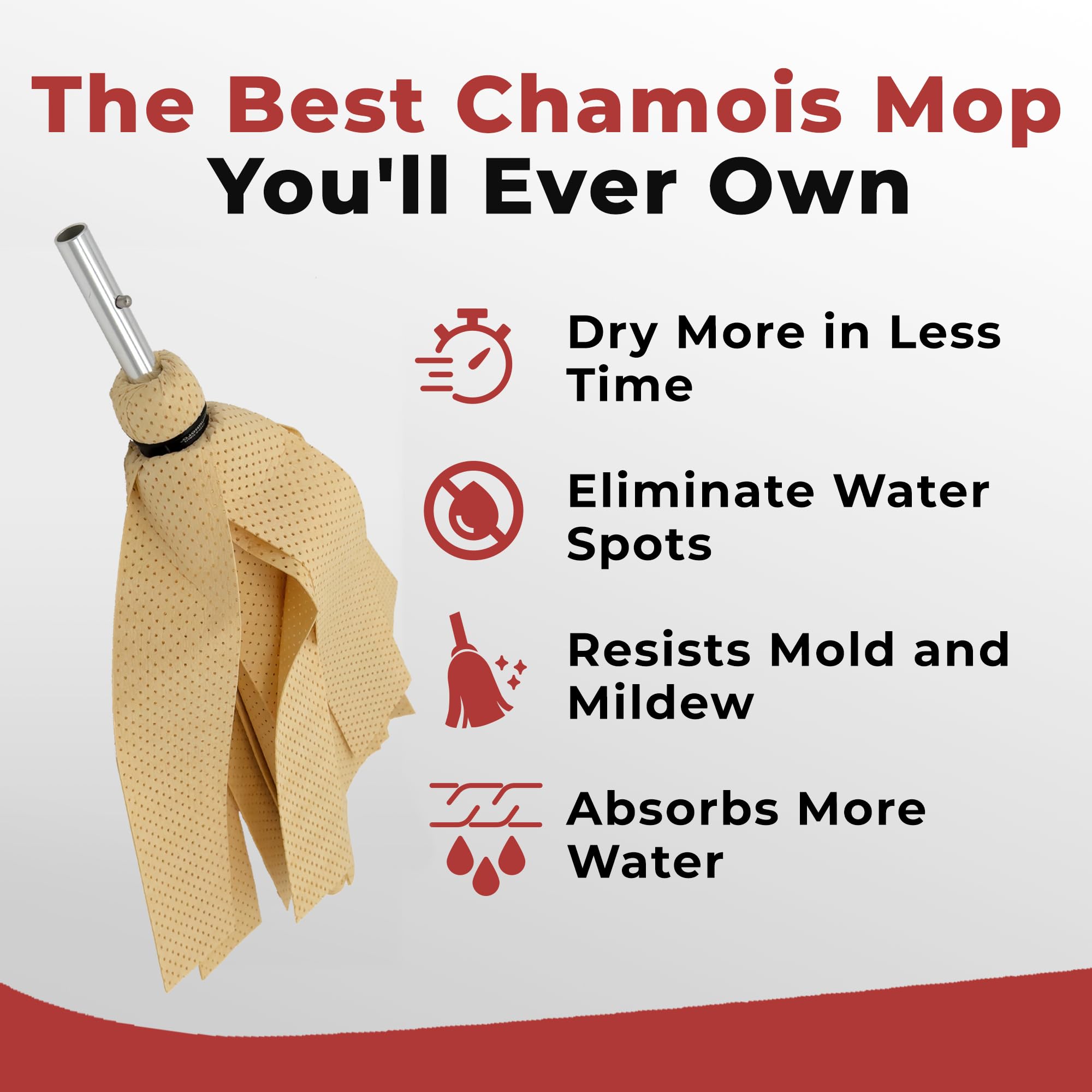 Shurhold 117 Deluxe Water Sprite Mop, Highly Absorbent Dry Mop, 1 3/8In Pva Strips