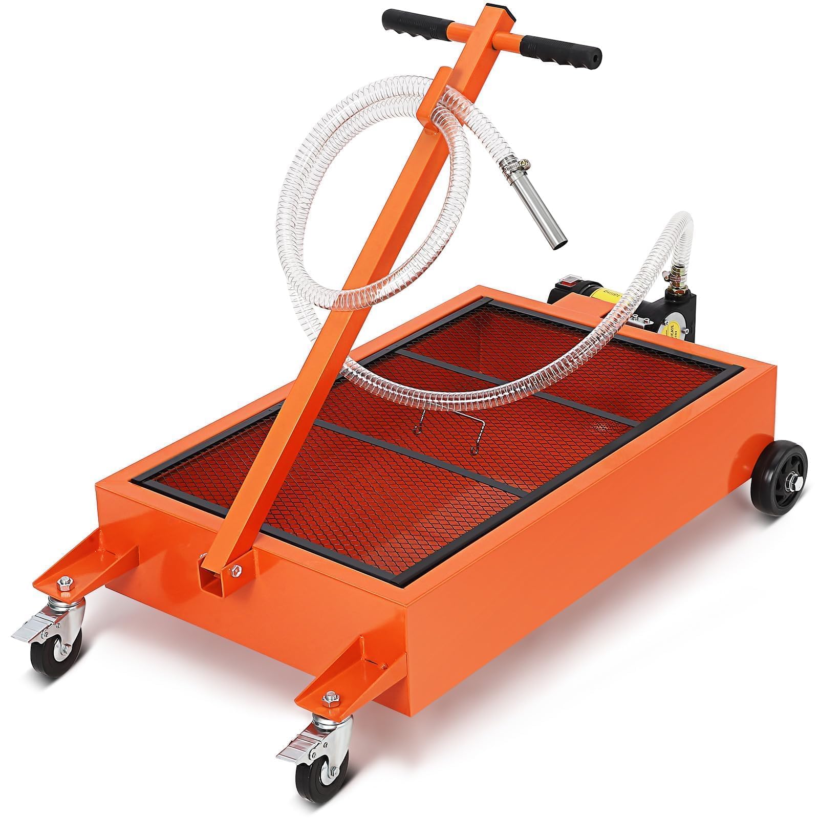 17 Gallon Oil Drain Pan, Low Profile Electric Oil Drain Tank with 180W 12V Pump, Large Capacity Rolling Oil Change Pan with 8FT 