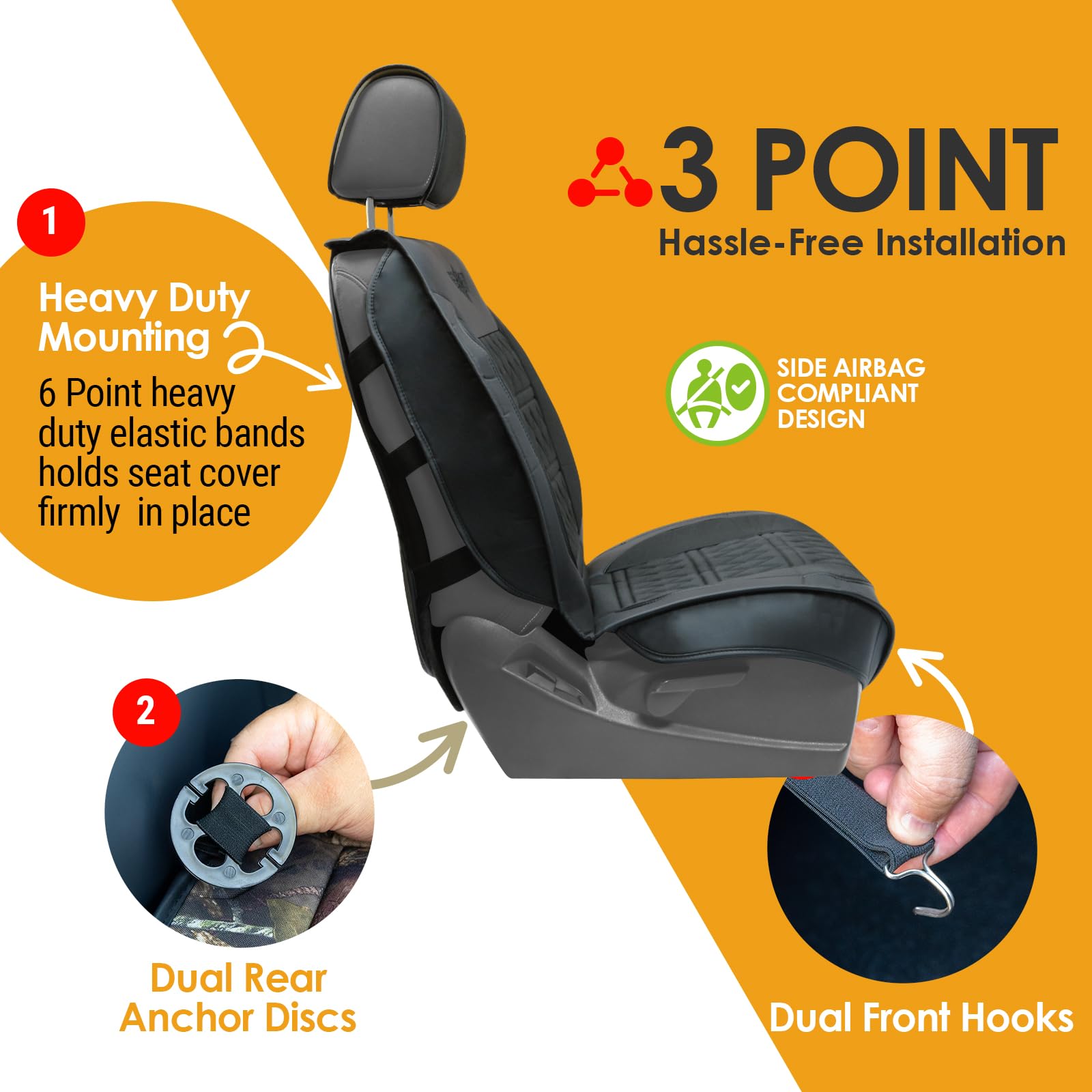 Lpi Truck Heavy Duty Premium Truck Seat Covers For Front Seats, For Full-Size Truck Suv, Padded Seat Cover With Bottom Wrap-Arou