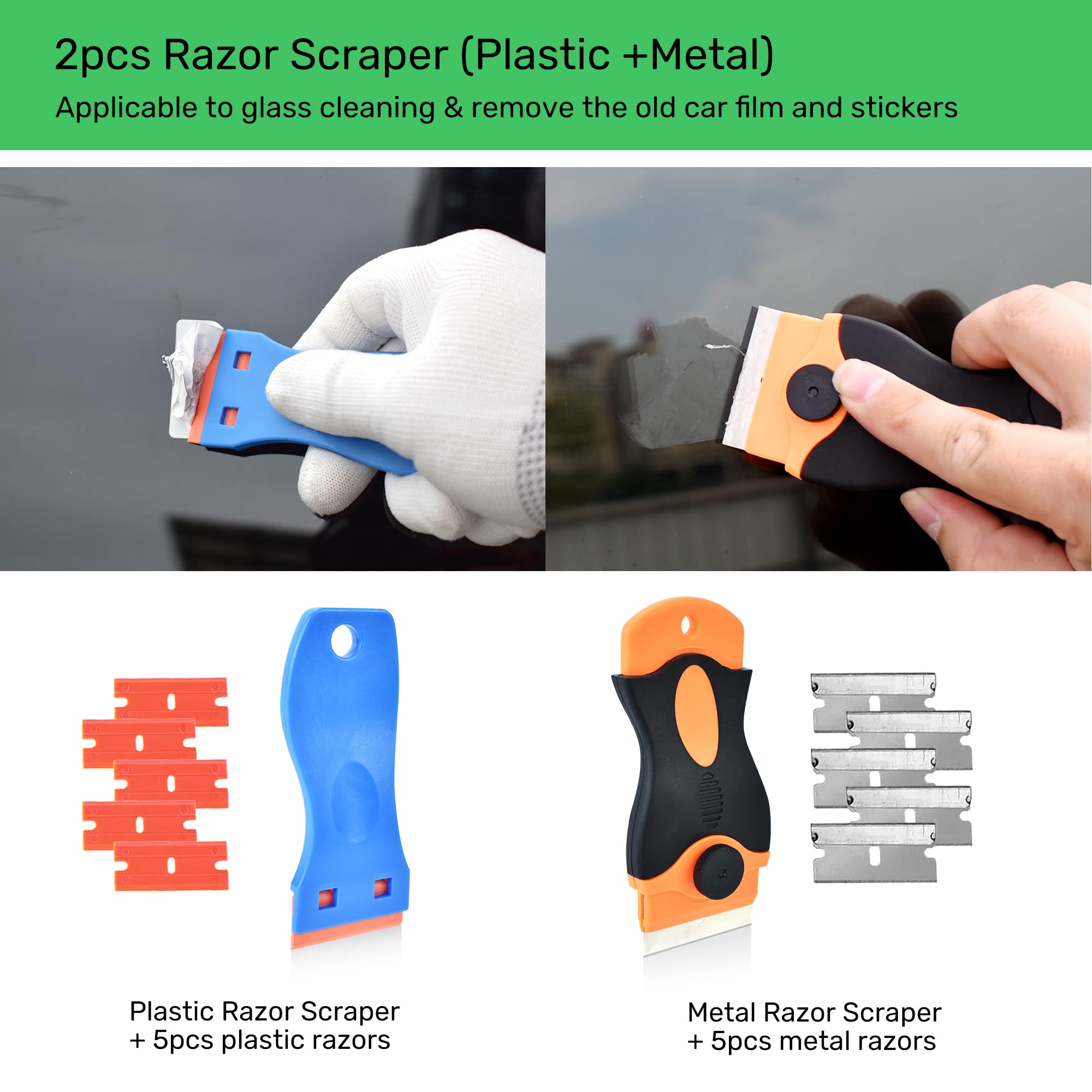 Zanch Window Tint Kit Window Tint Tools Vinyl Wrap Tool Kit Car Wrap Kit With Felt Squeegee Window Tint Squeegee,Squeegee For Vinyl Tools,Car Wrapping Installation Kit Window Film Tinting Tools