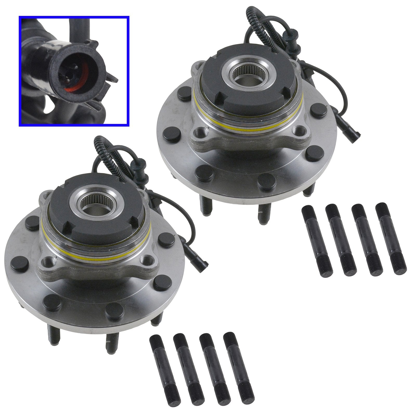 Trq Front Wheel Hub Bearings Assembly Set Compatible With 2000-2002 Ford Excursion 1999-2004 F-250 Super Duty F-350 Super Duty