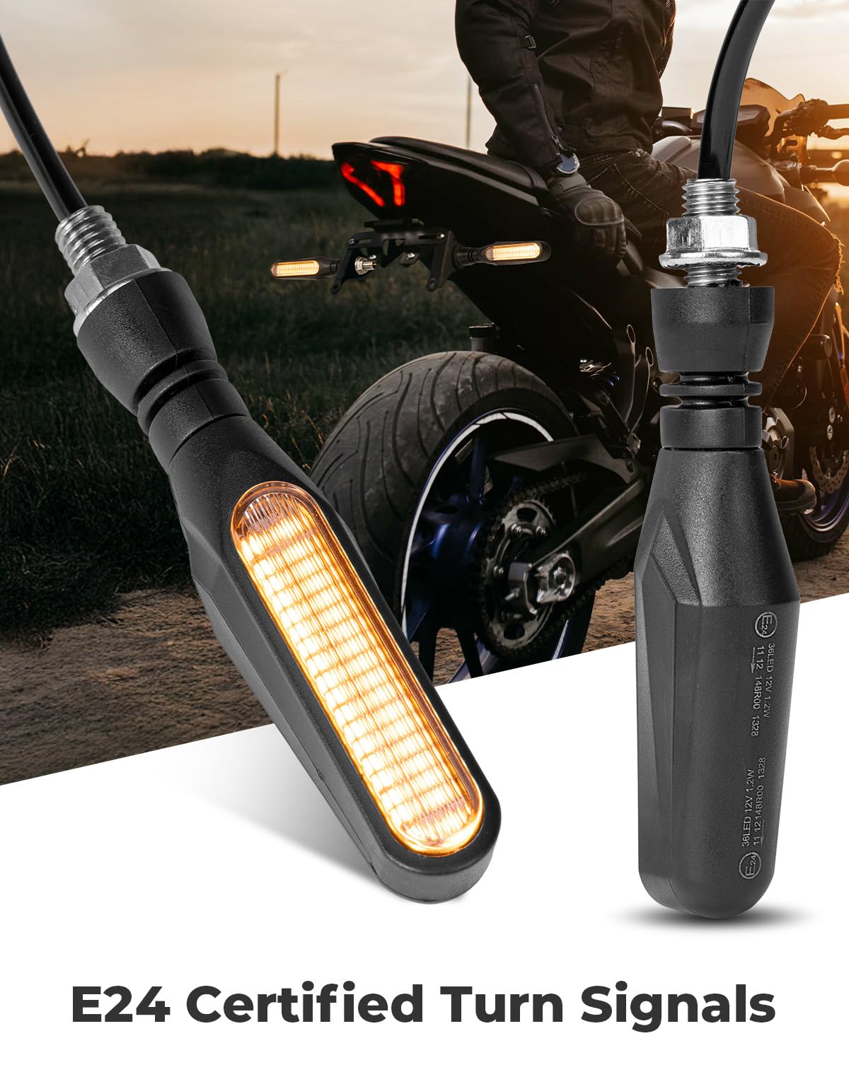 KEMIMOTO Motorcycle Turn Signals Light, 12V Universal Motorcycle Turning Indicators, 36 LED Bulbs for Motorbike Scooter Cruiser