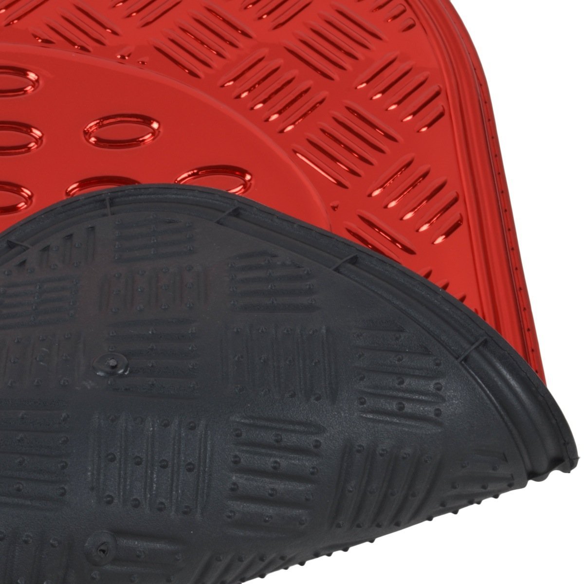 BDK Metallic Chrome Car Floor Mats All-Weather Universal Fit Automotive Floor Mats for Cars SUVs, Floor Mats for Trucks, Car Mats Full Set Front & Rear, Non-Slip Backing - Red