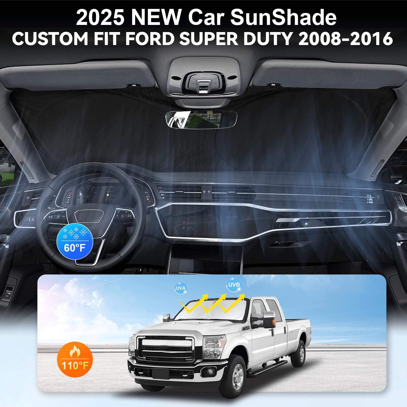 Sunshade For Ford F250 Windshield Sun Shade For Ford Super Duty F350 F450 F550 2008-2015 2016 F-450 F-550 2Door 4Door Pickup Tru