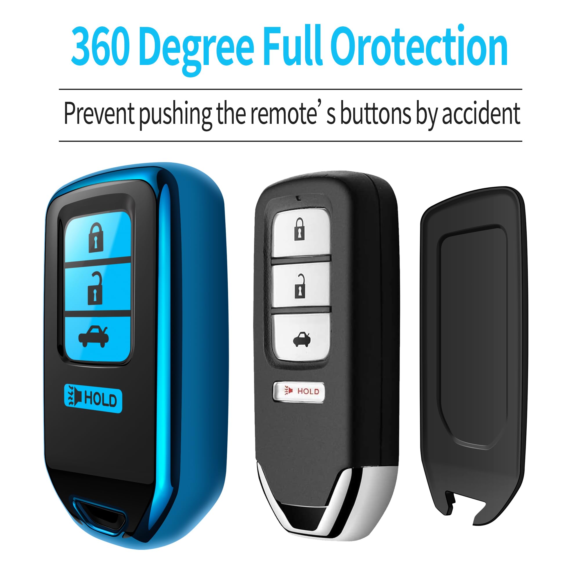 Tukellen for Honda Key Fob Cover, Premium Soft TPU Full Protection Key Fob Case for Accord Civic CRV Pilot Ridgeline Odyssey Pas