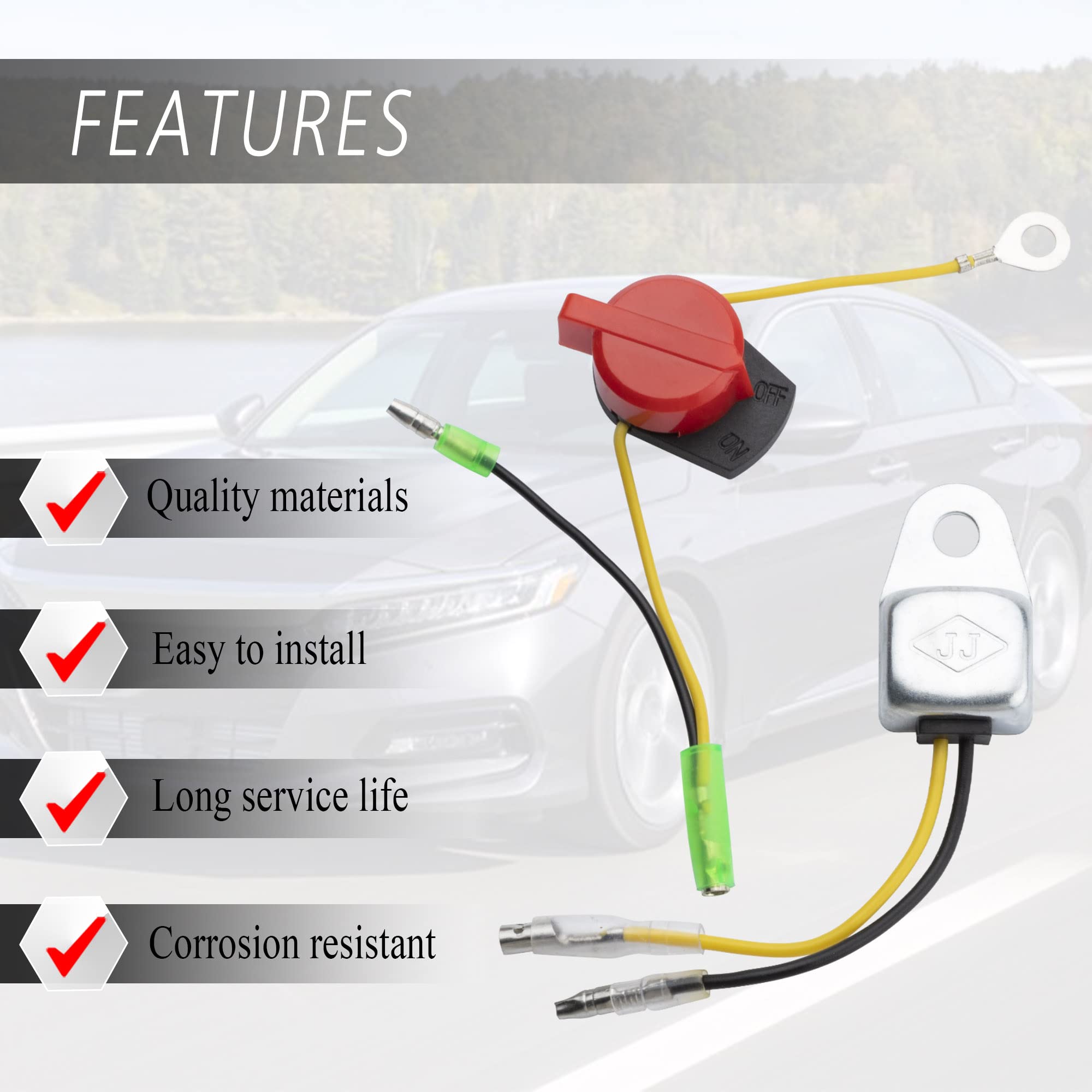 for Honda On Off Switch Engine Kill Switch with 2 Low Oil Sensors Fit for Honda GX120 GX160 GX200 GX240 GX270 GX340 GX390 (2 Set