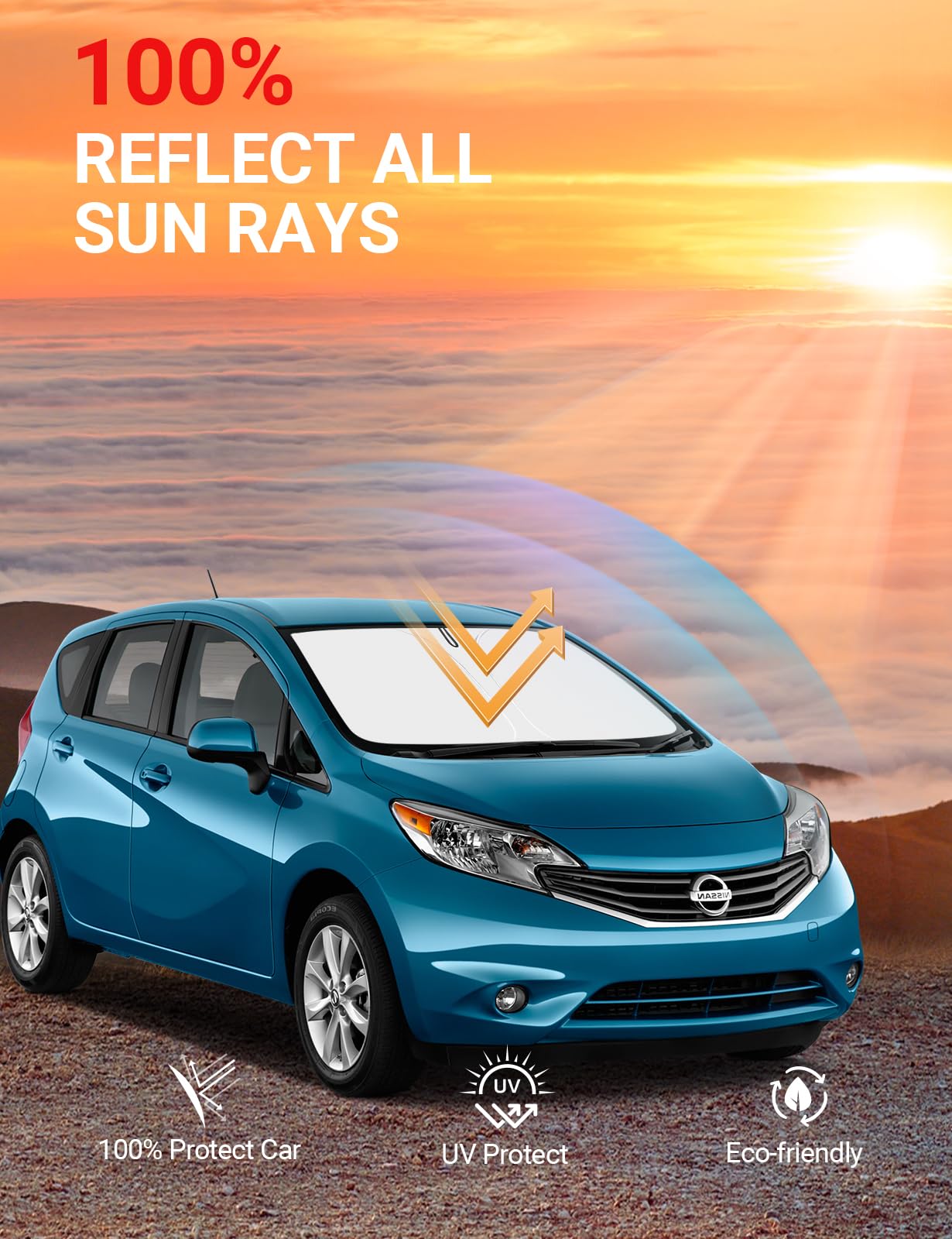 Proadsy Front Windshield Sun Shade Foldable Sunshade Protector Custom Fit 2015-2019 Nissan Versa Sedan Accessories 2025 Upgrade