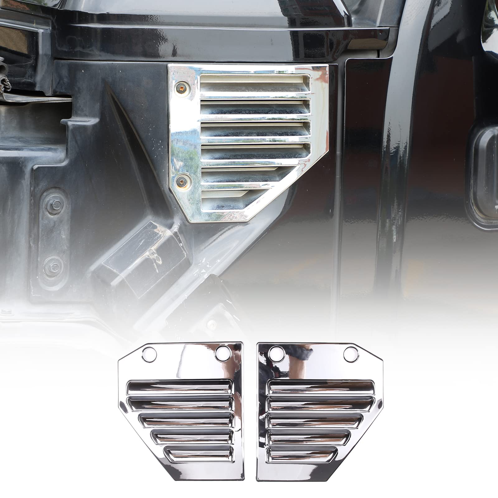 Qiosreui Hood Side Air Vent Trim Covers Fit For Hummer H2 2003-2009, Engine Side Air Vent Grilles Cover, Car Exterior Hood Side Air Vent Trim Cover (Sliver)