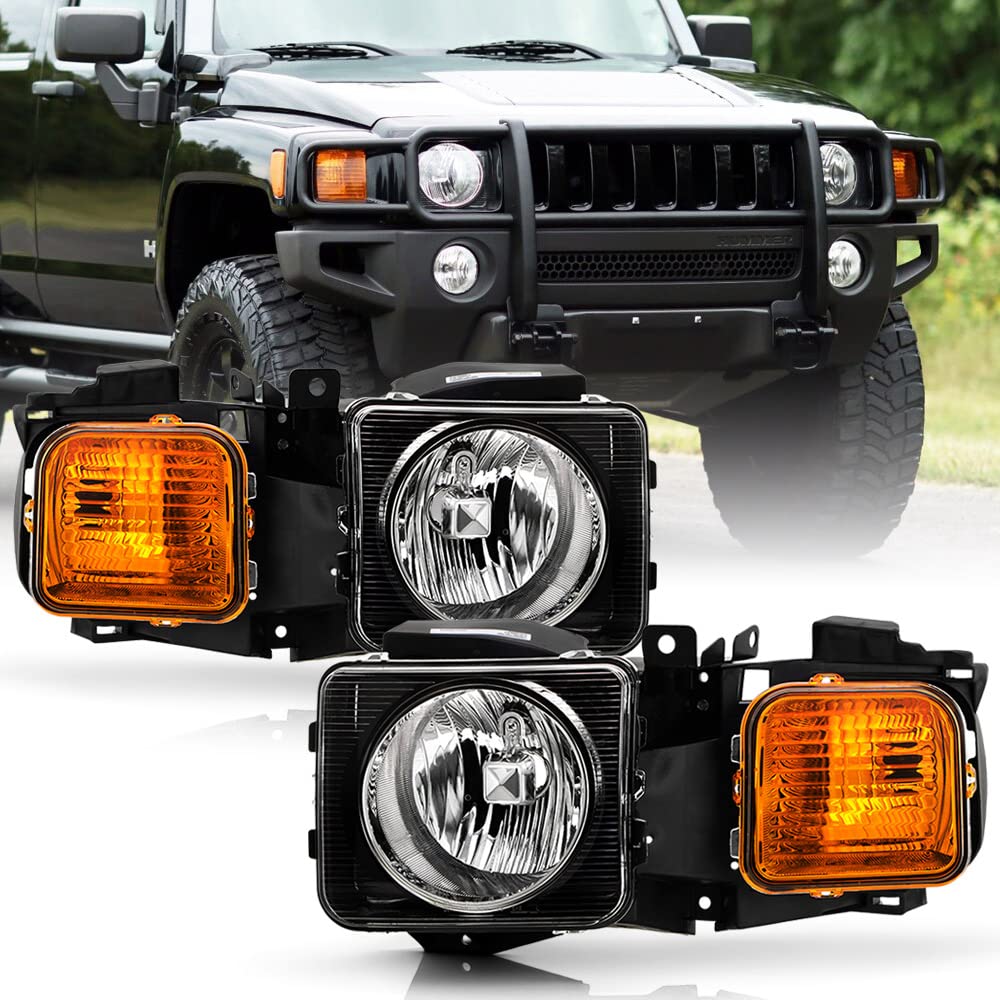 Acanii - For 2006 2007 2008 2009 2010 Hummer H3 09-10 H3T Factory Headlights Headlamps Replacement Pair Set Left+Right