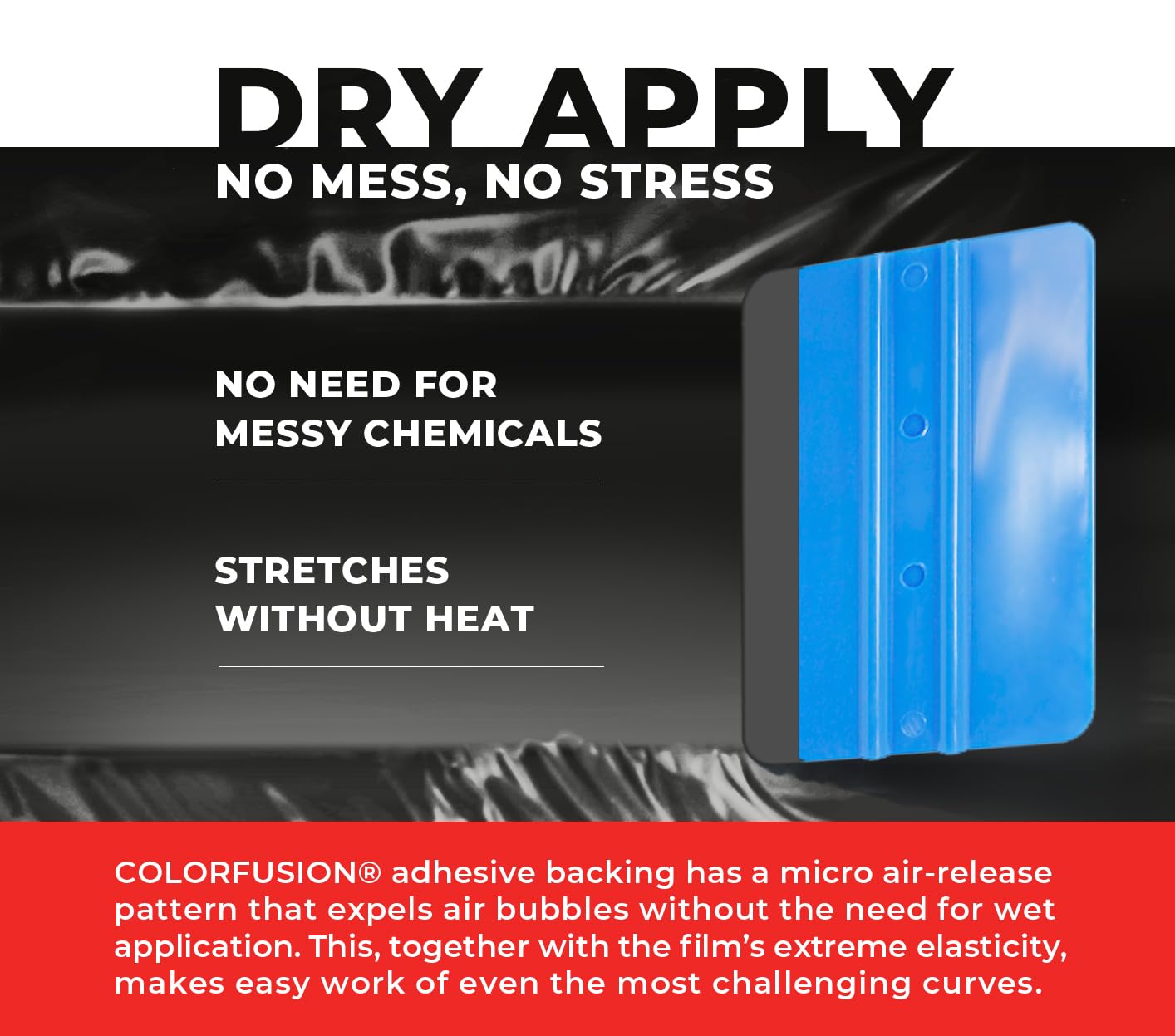 Colorfusion Ppf By Vvivid, Matte Black Dry Apply Ppf Vinyl Car Wrap Roll 1.3Ft X 5Ft