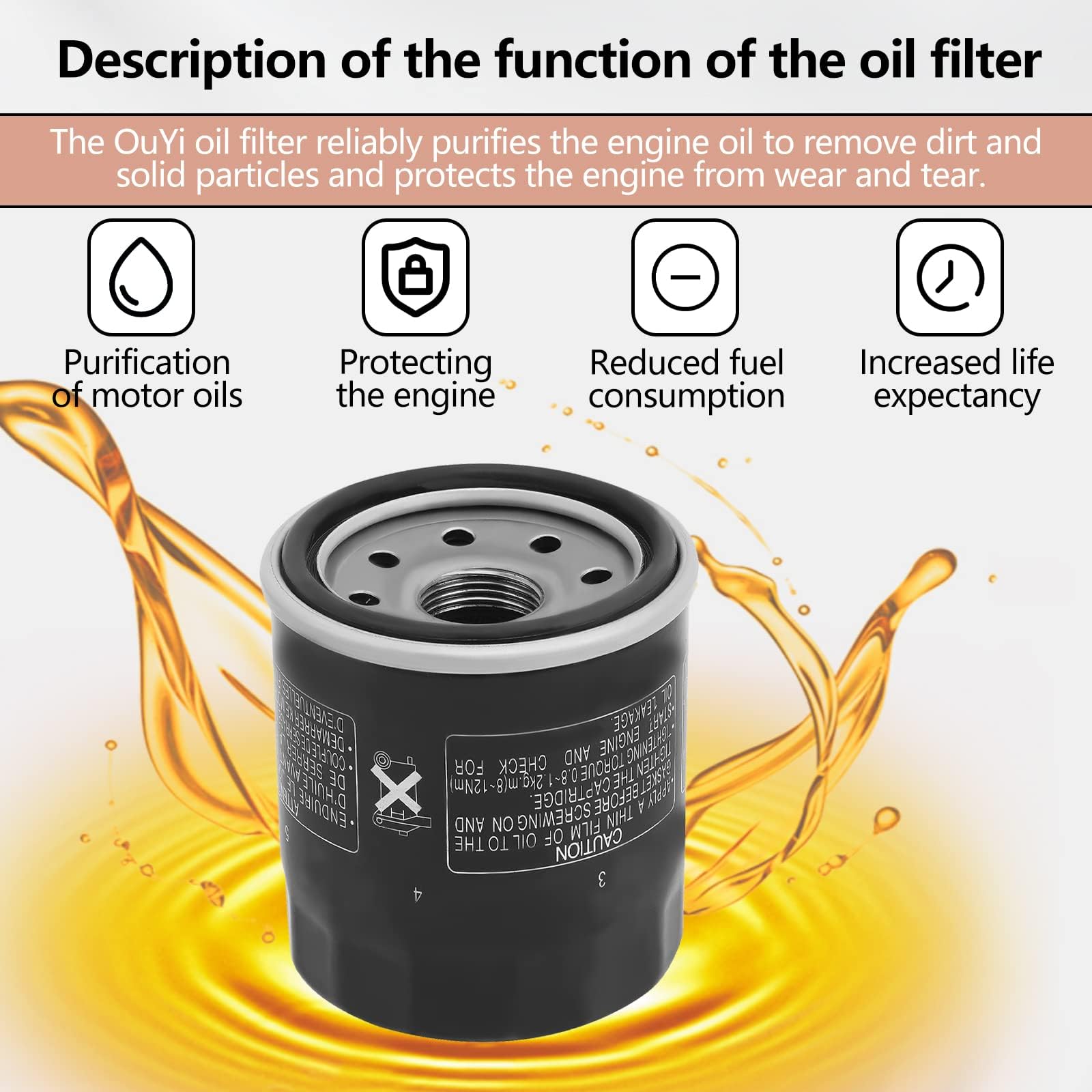 OuYi Oil Filter for Yamaha BRUIN 350 KODIAK 400 450 WOLVERINE GRIZZLY 660 RHINO XVZ1300 XV1600 XV1700 XV1900 ROAD STAR YZF R1 R6