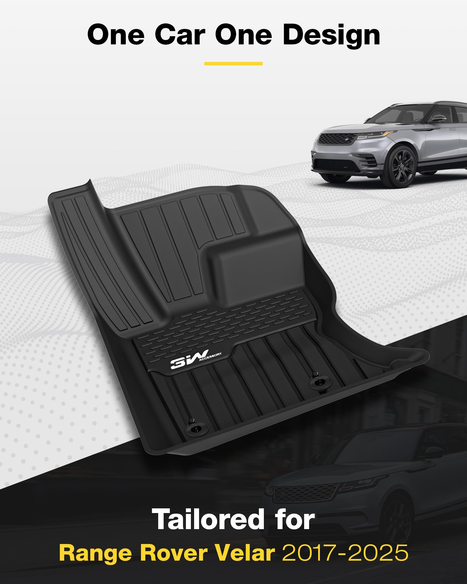 3W Floor Mats Fit 2017-2025 Range Land Rover Velar/Jaguar F-Pace, Tpe All Weather Custom Fit Floor Liner For Range Rover Velar 1