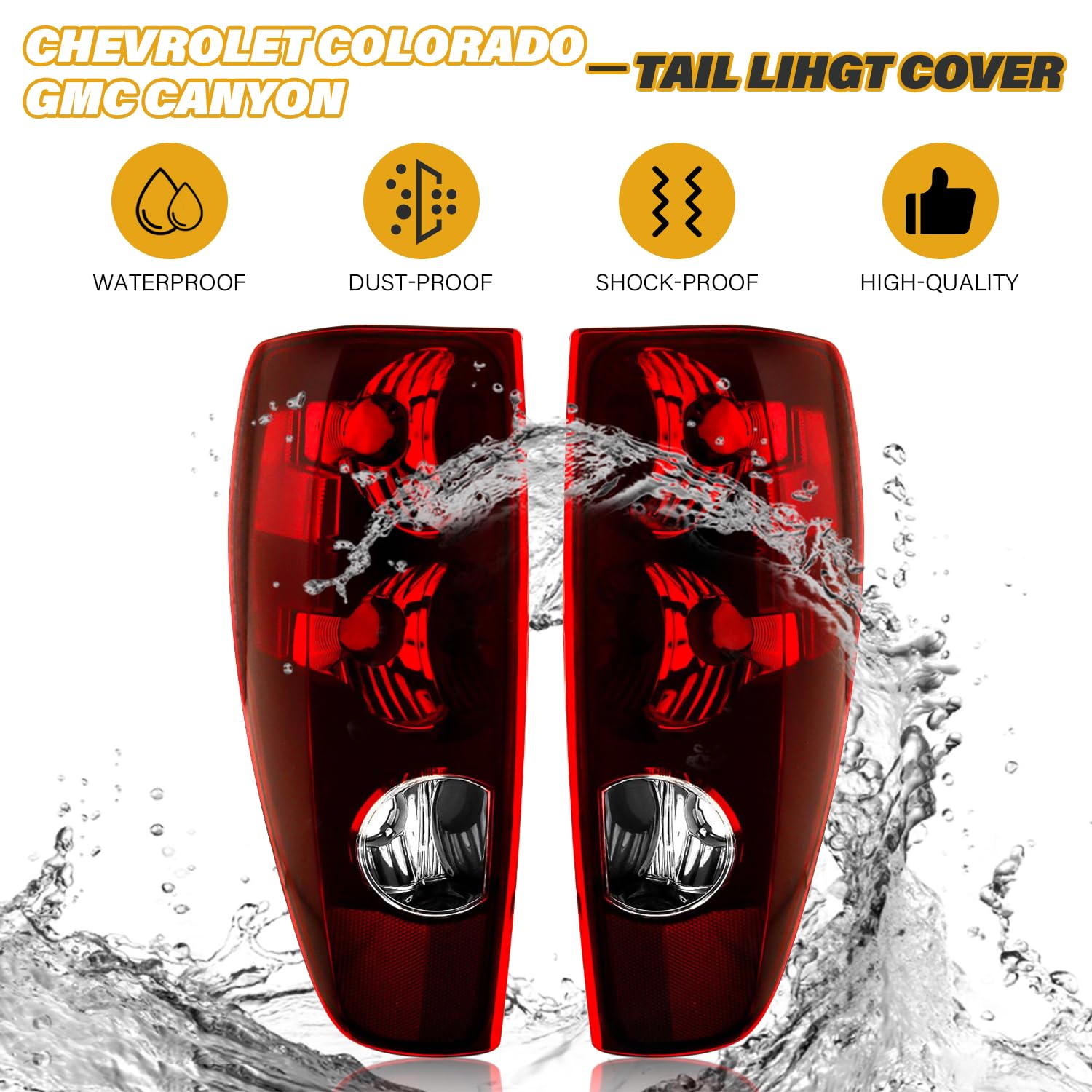 Cleryye Tail Light Assembly In Pair Compatible With Chevrolet Colorado & Gmc Canyon 2004-2012, Oe-Style Halogen Brake Rear Lamp Replacement, W/Lens & Housing Only, Left And Right Side