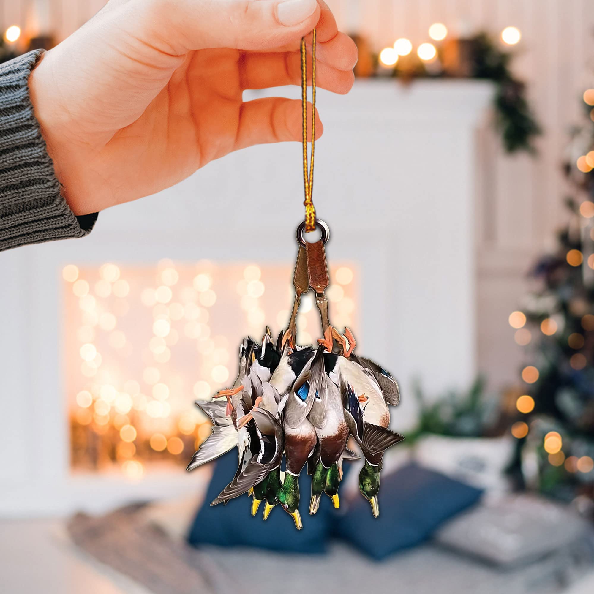 Talataca Duck Hunting Rear View Mirror Ornament - Mica Plastic Christmas Tree Decoration, Hanging Charm, Interior Pendant Decor