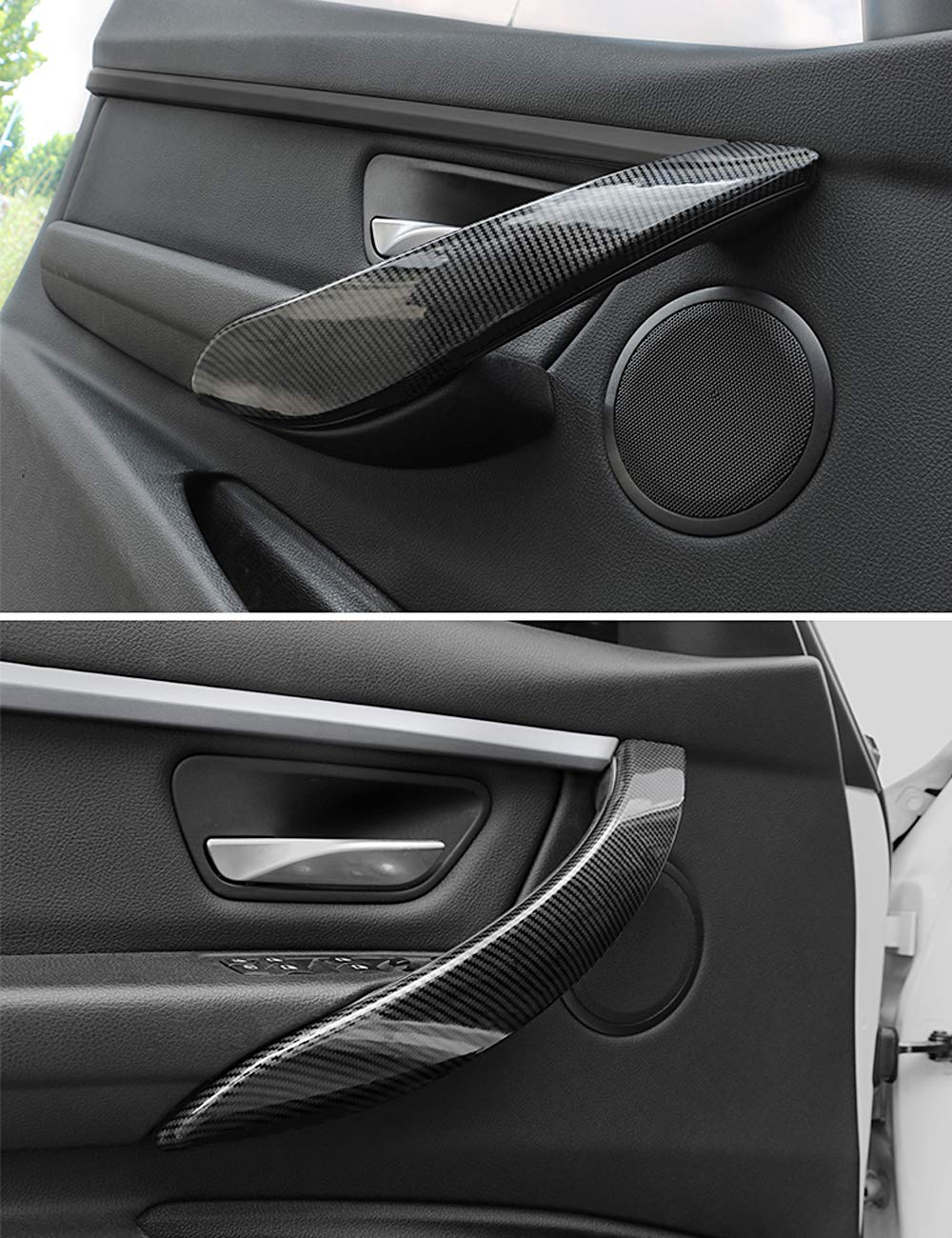 Jaronx ABS Carbon Fiber Door Handle Outer Cover Replacement Compatible with BMW 3’ F30/F31 2012-2018 and 4’ F32/F33 2014-2017,Carbon Fiber Pattern Left Driver Side Door Handle Cover (Left)
