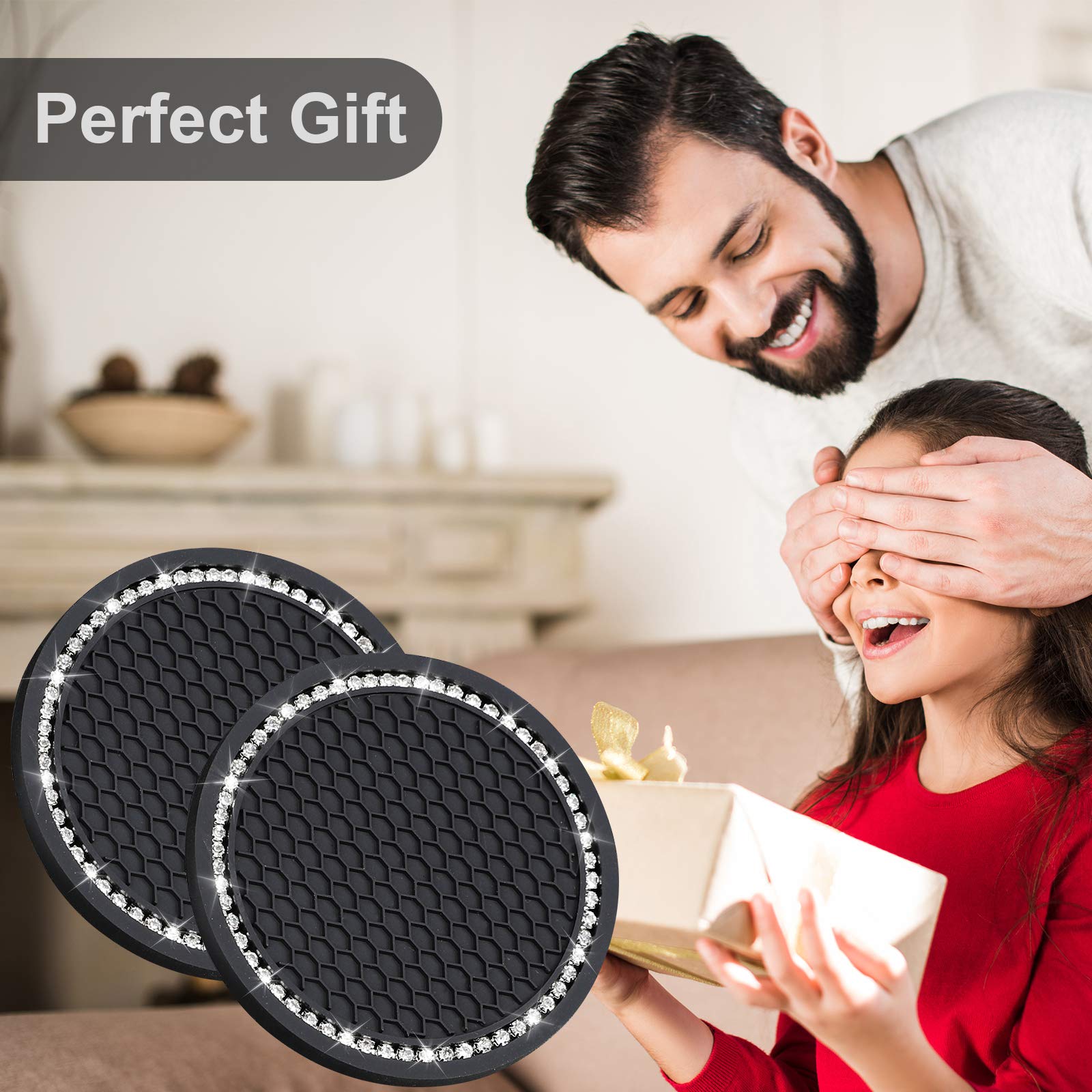 4Pcs Bling Coasters, Crystal Car Cup Coaster, Rhinestone Universal Vehicle Anti Slip Coaster, Suitable For Most Car Interior, Bl