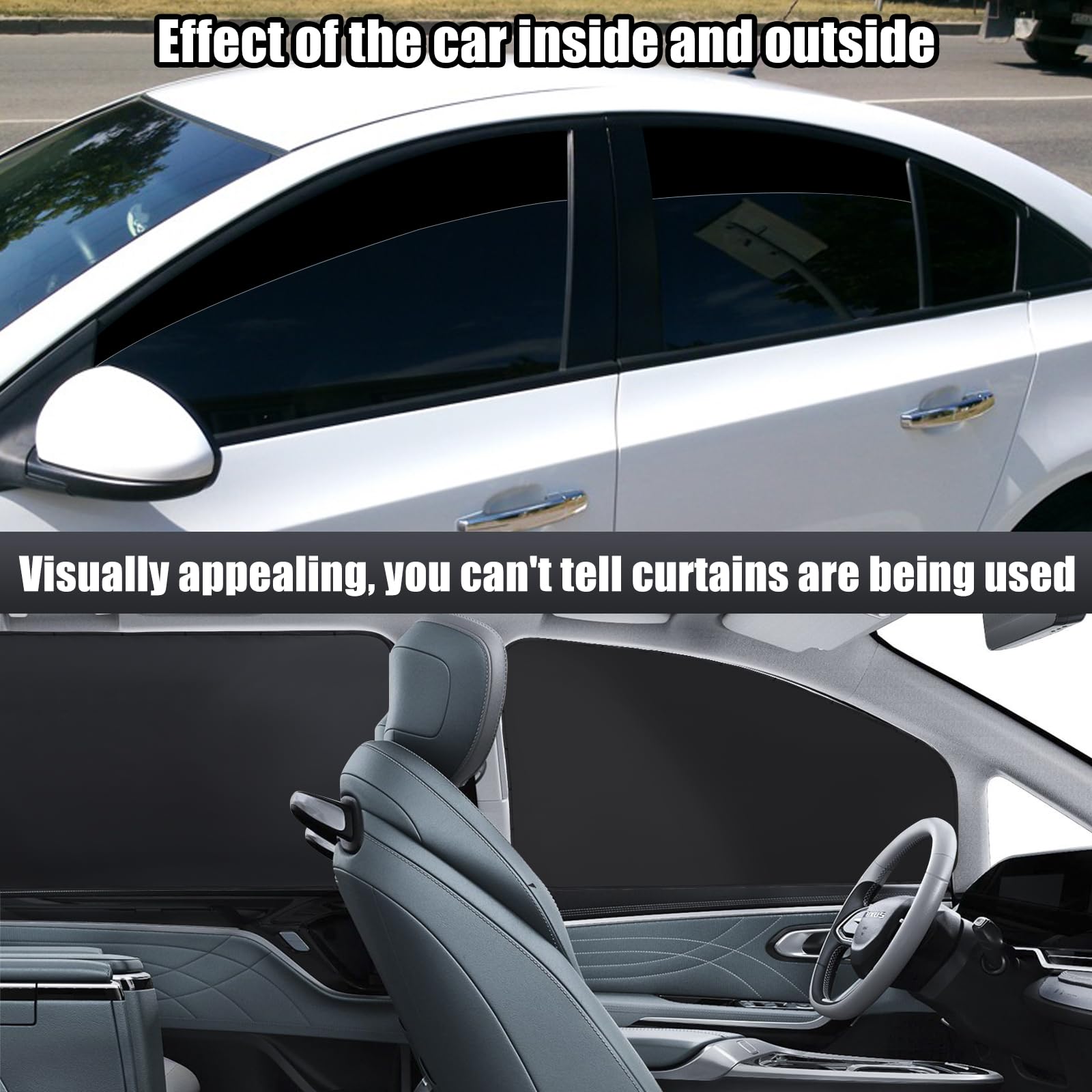 Xcbyt Car Window Shades, 4 Pcs Car Privacy Curtains, 100% Block Light Car Window Covers Magnetic Side Window Sun Shade Keeps Coo