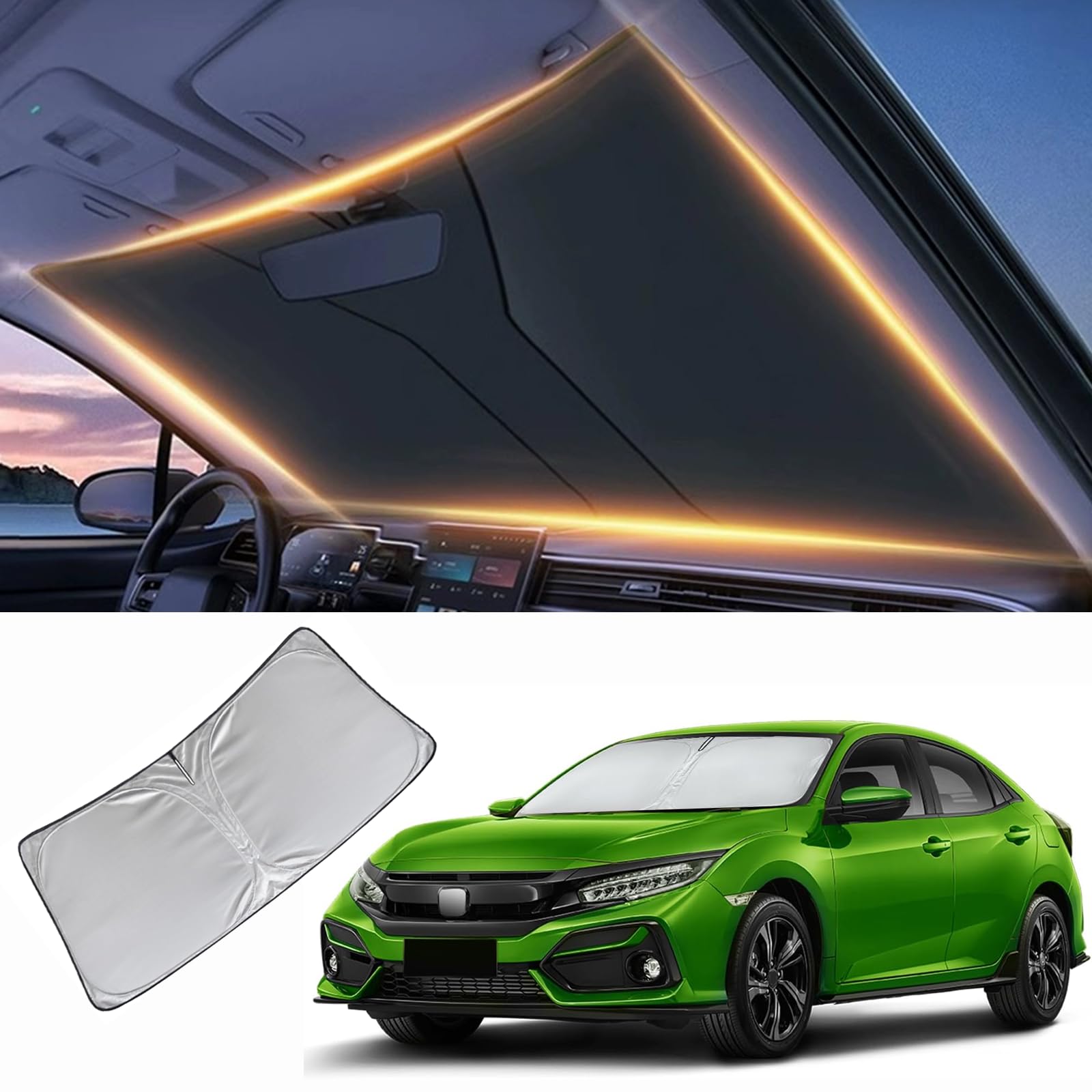 Windshield Sun Shade For Honda Civic Front Window Shades Cover For 2007-2024 Civic Windshield Sun Visor Protector Car Accessorie